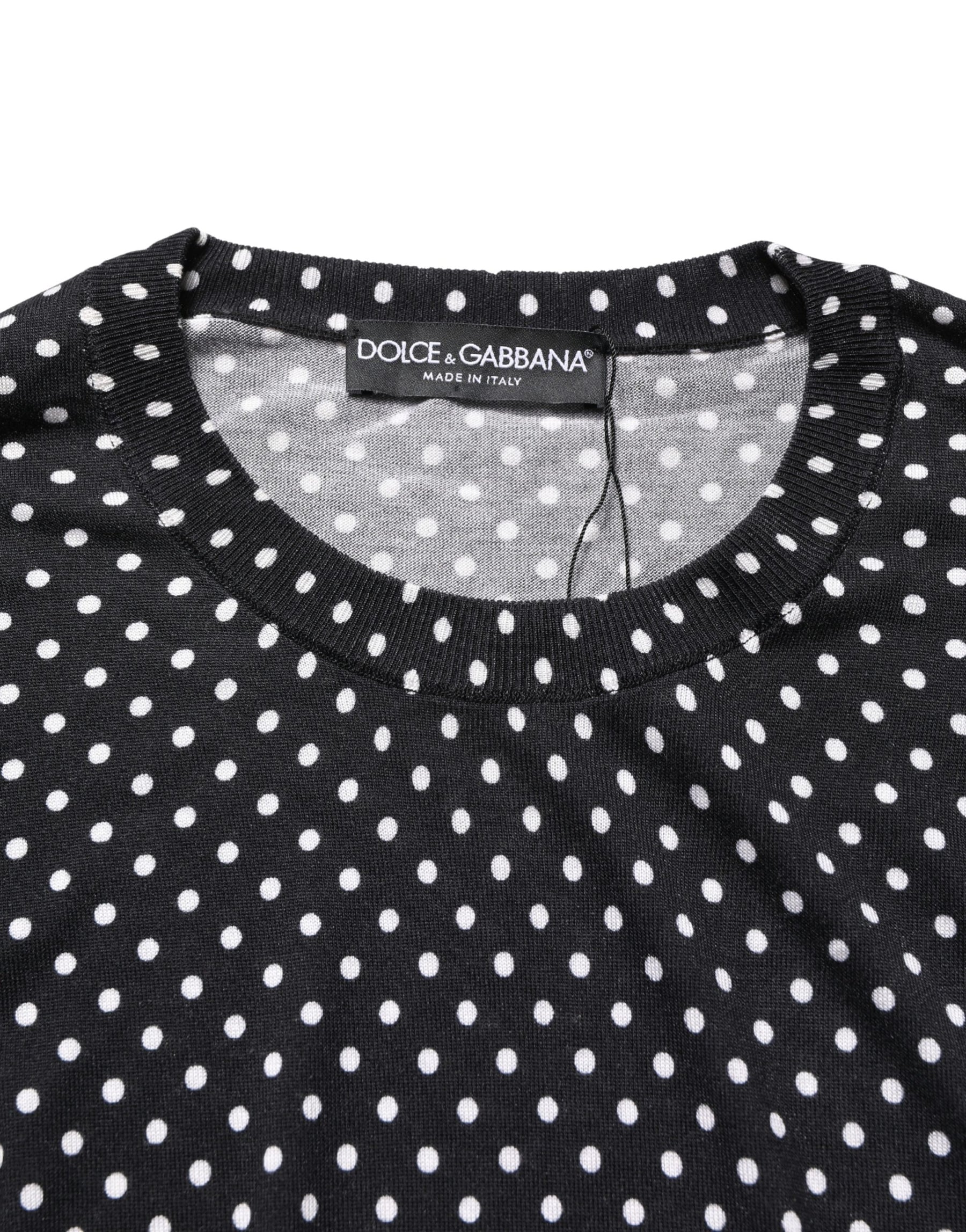 Dolce & Gabbana Black Polka Dot Crew Neck Pullover Sweater | Regal Royce