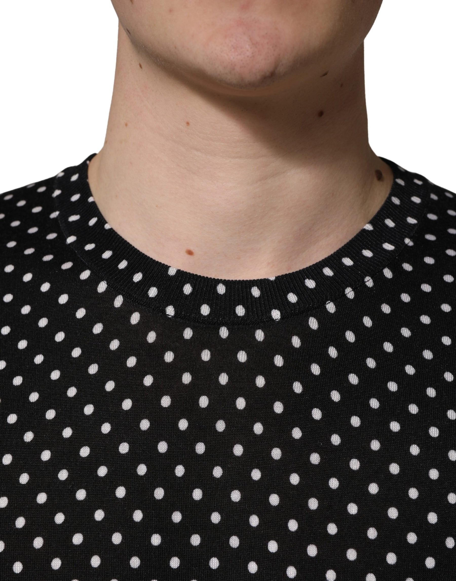 Dolce & Gabbana Black Polka Dot Crew Neck Pullover Sweater | Regal Royce