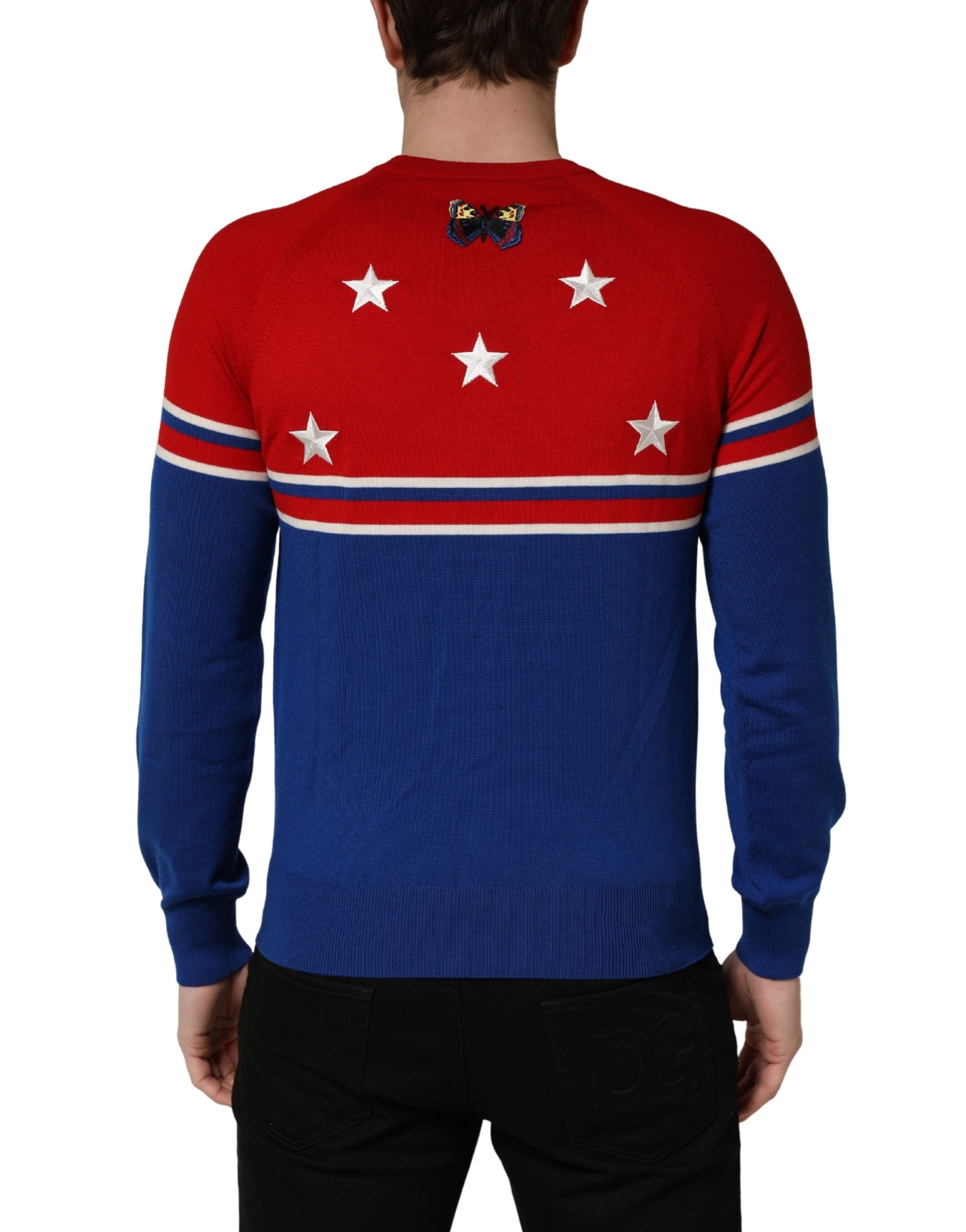 Dolce & Gabbana Multicolor Wool Butterfly Star Men Crew Neck Sweater | Regal Royce