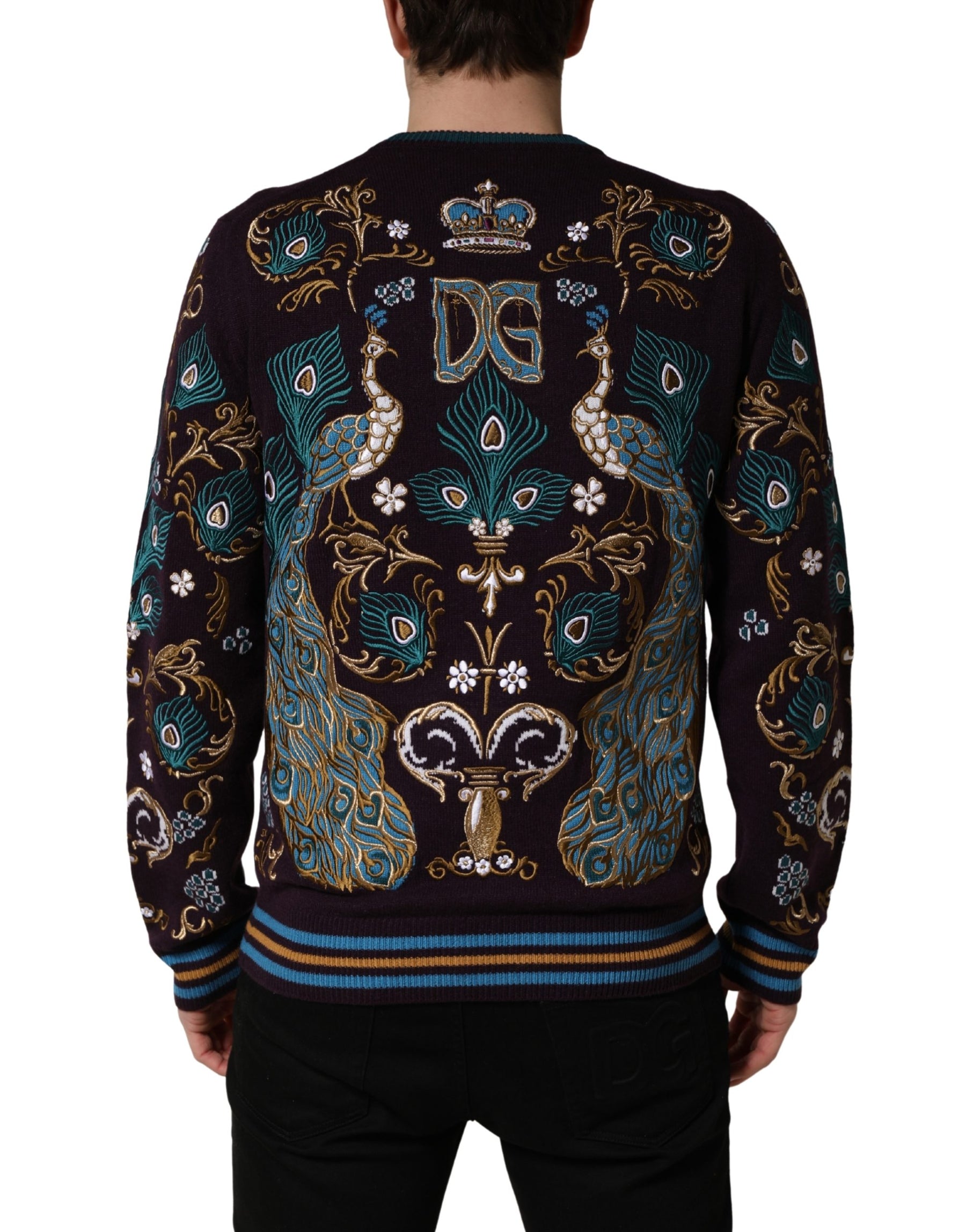Dolce & Gabbana Bordeaux Cashmere Crown Embroidered Sweater | Regal Royce