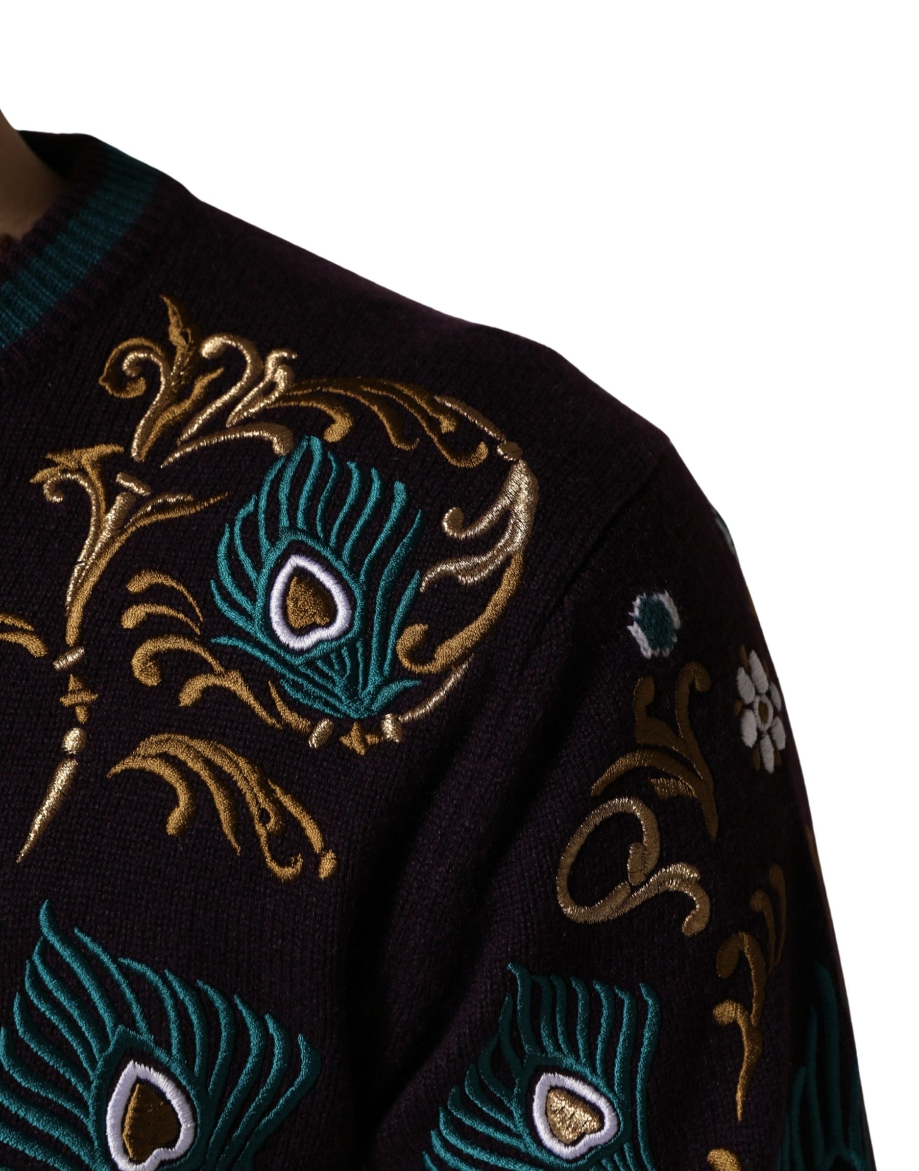 Dolce & Gabbana Bordeaux Cashmere Crown Embroidered Sweater | Regal Royce