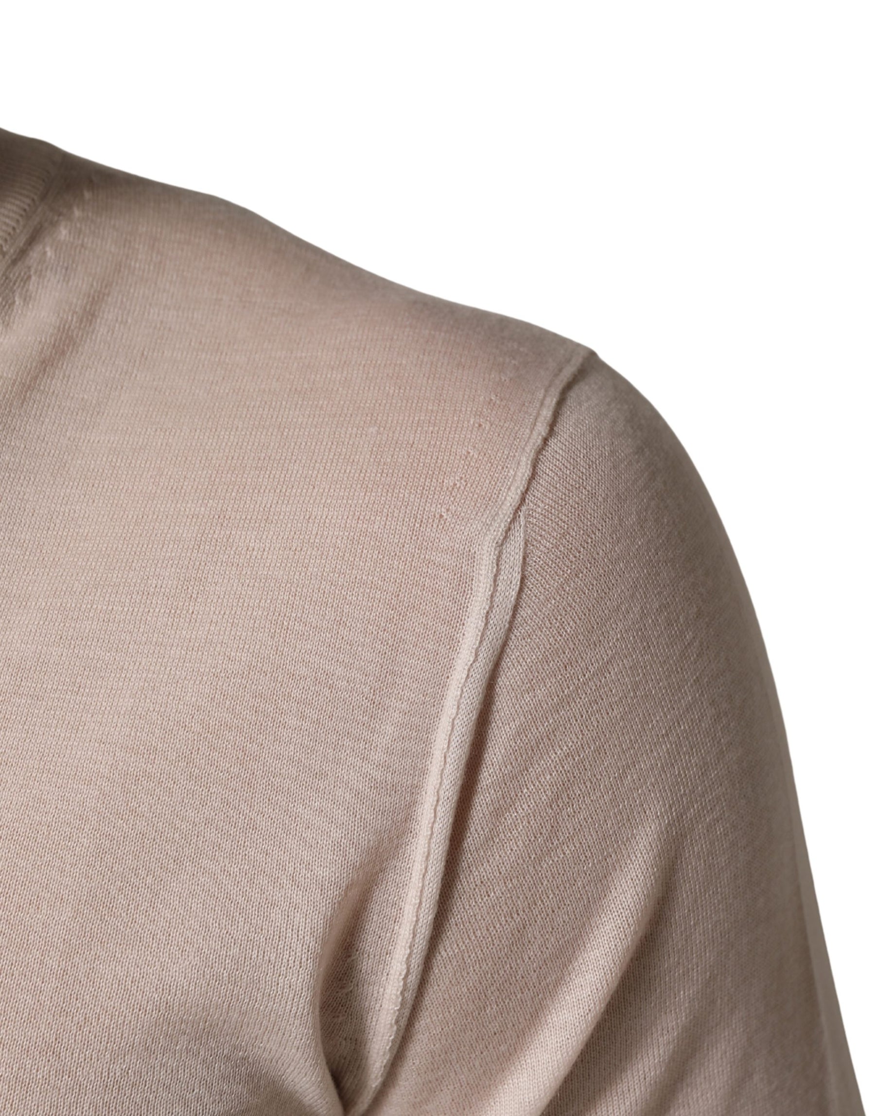 Dolce & Gabbana Beige Cashmere V-neck Men Pullover Sweater | Regal Royce