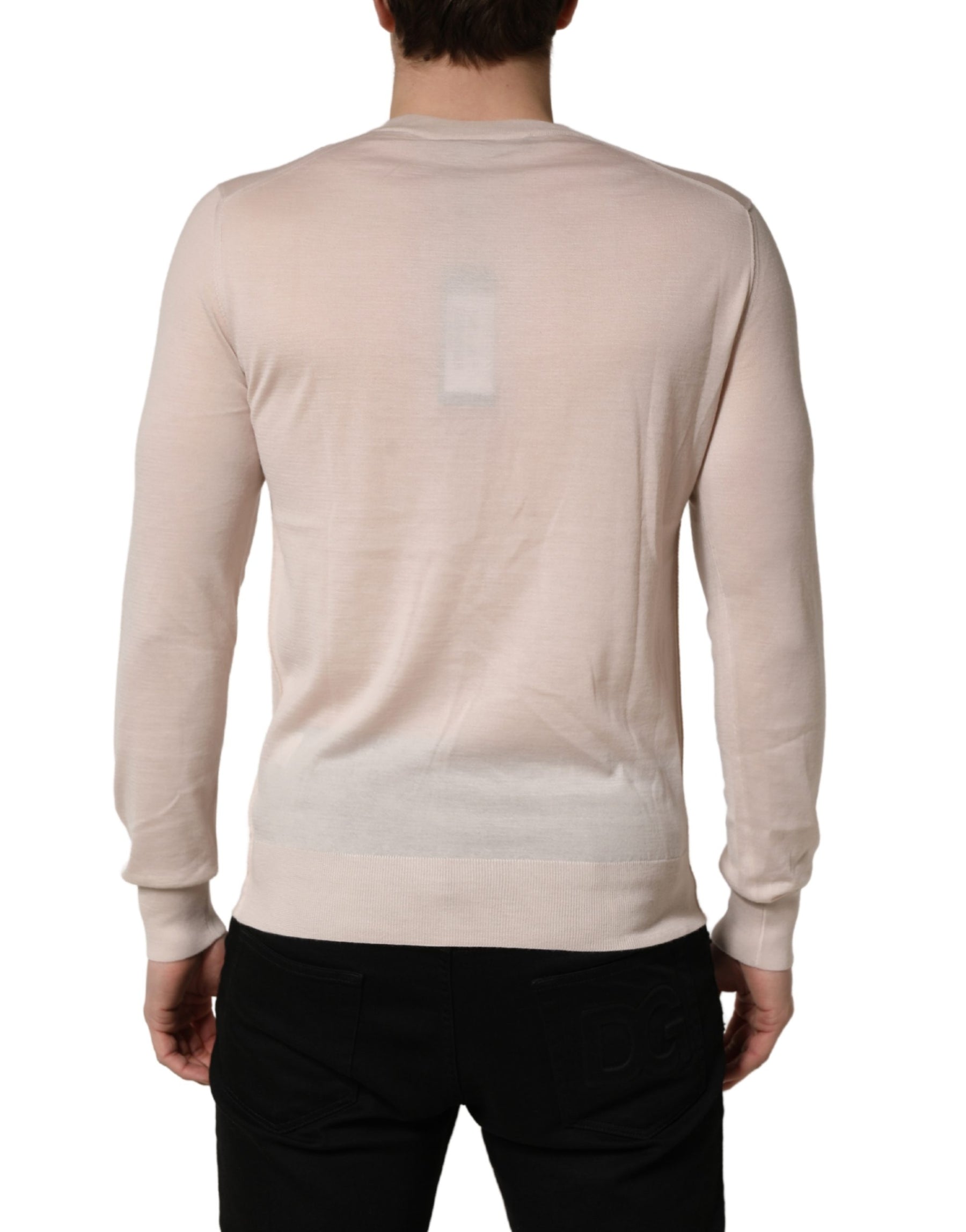 Dolce & Gabbana Beige Cashmere V-neck Men Pullover Sweater | Regal Royce