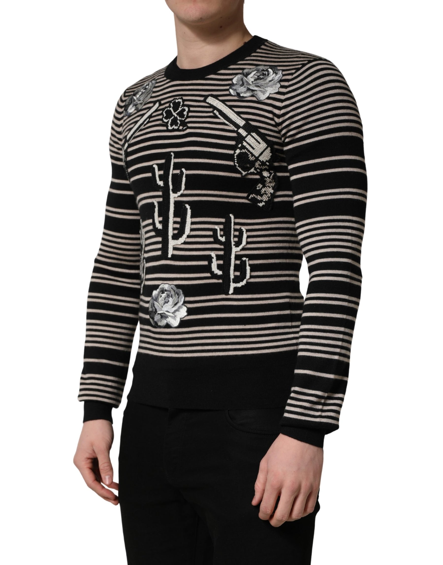 Dolce & Gabbana Multicolor Cashmere Striped CrewNeck Sweater | Regal Royce
