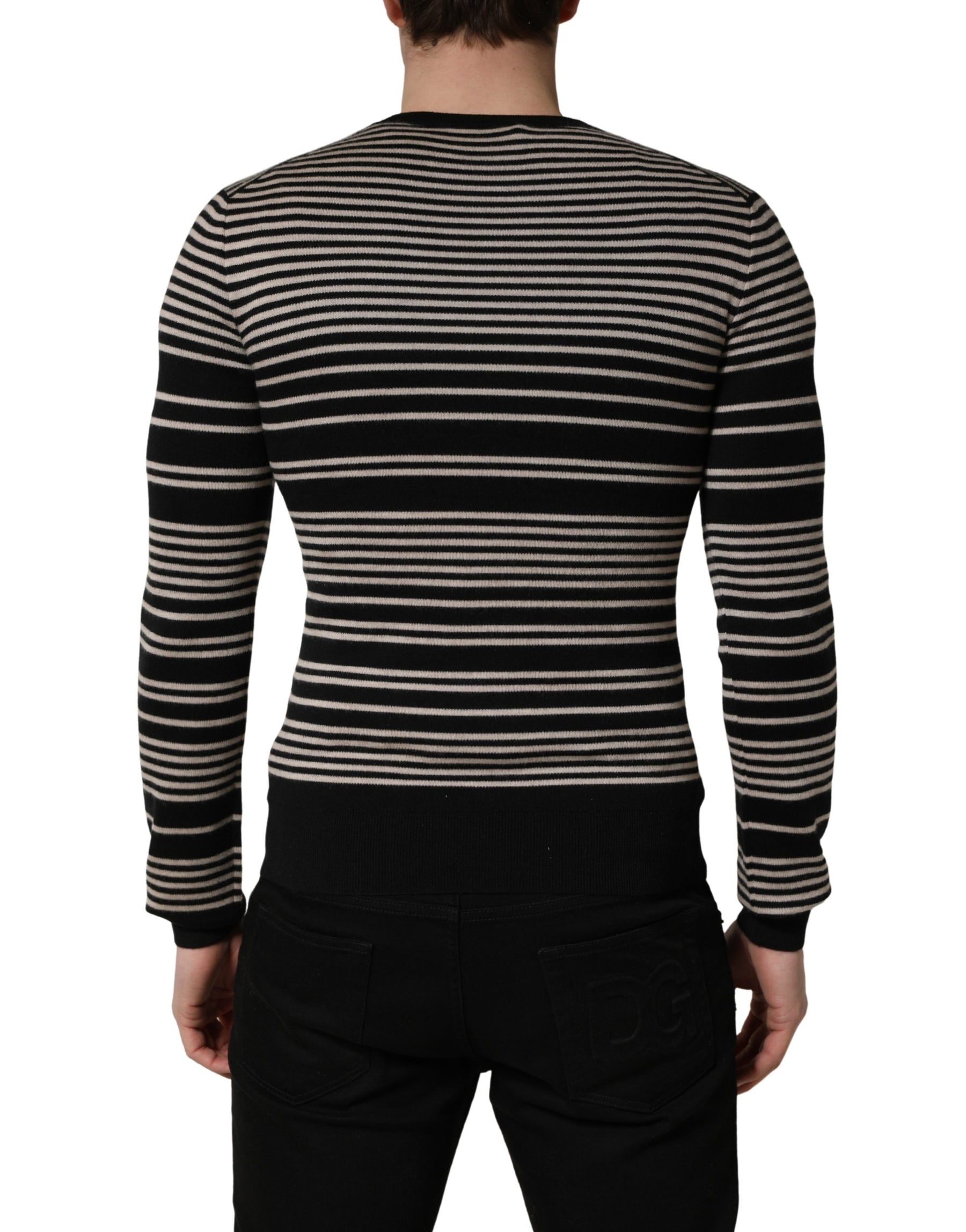 Dolce & Gabbana Multicolor Cashmere Striped CrewNeck Sweater | Regal Royce