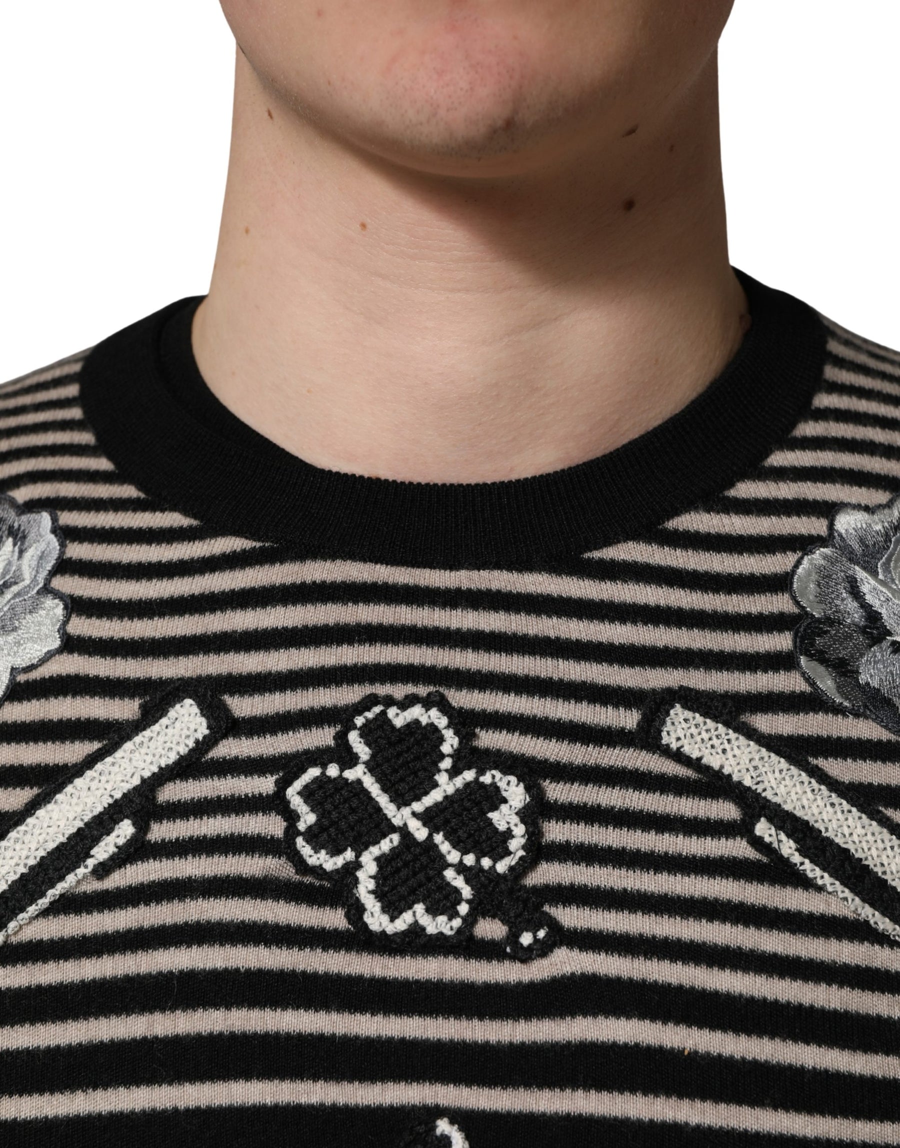 Dolce & Gabbana Multicolor Cashmere Striped CrewNeck Sweater | Regal Royce