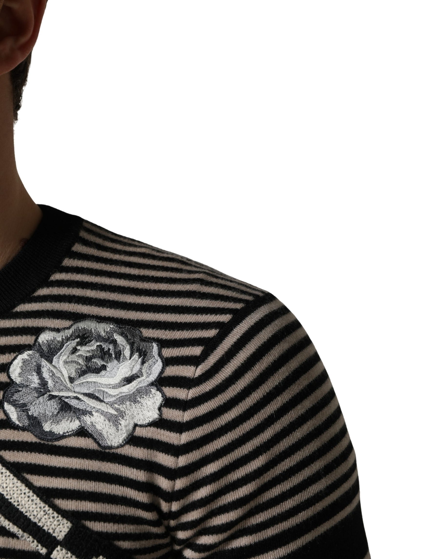 Dolce & Gabbana Multicolor Cashmere Striped CrewNeck Sweater | Regal Royce