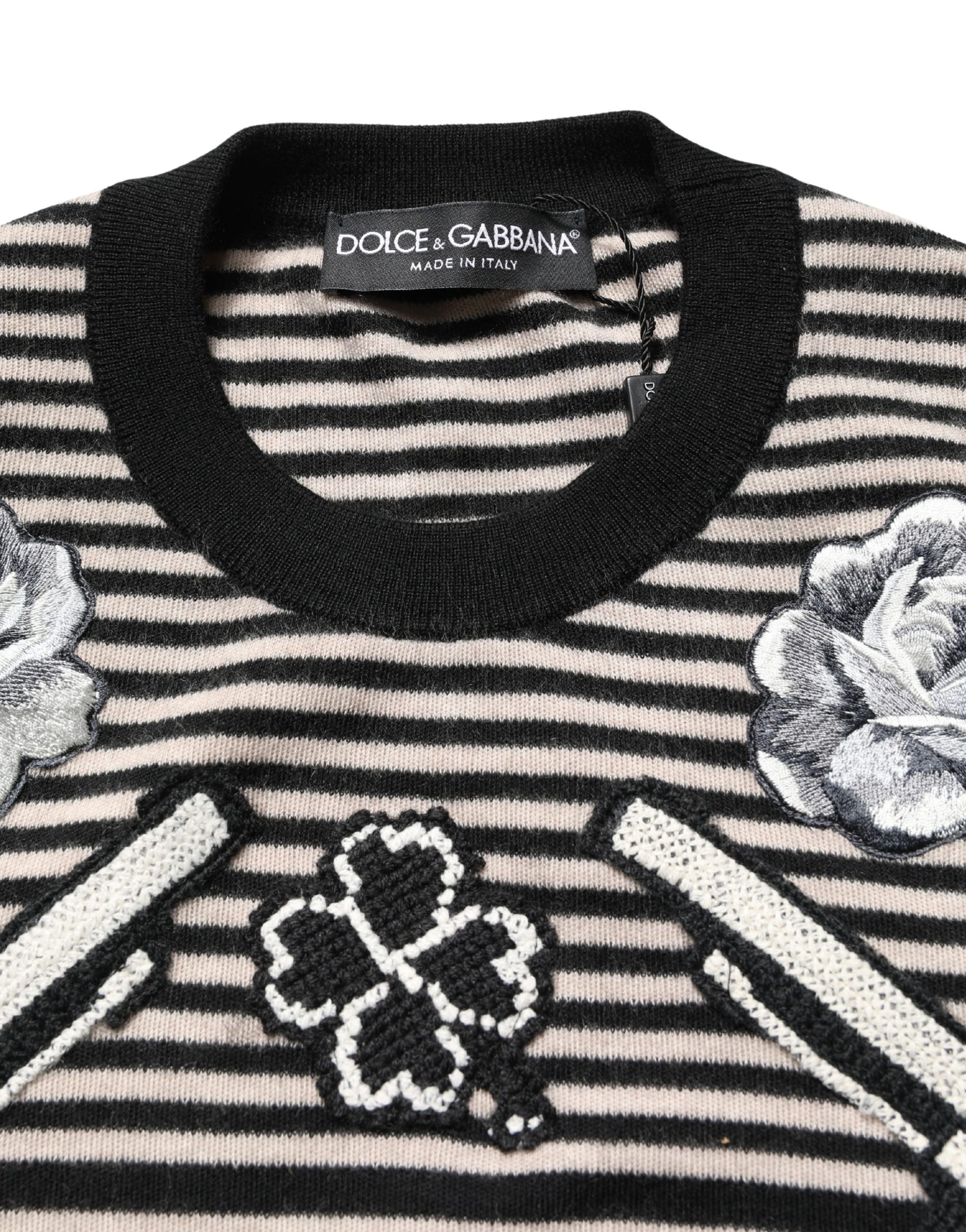 Dolce & Gabbana Multicolor Cashmere Striped CrewNeck Sweater | Regal Royce