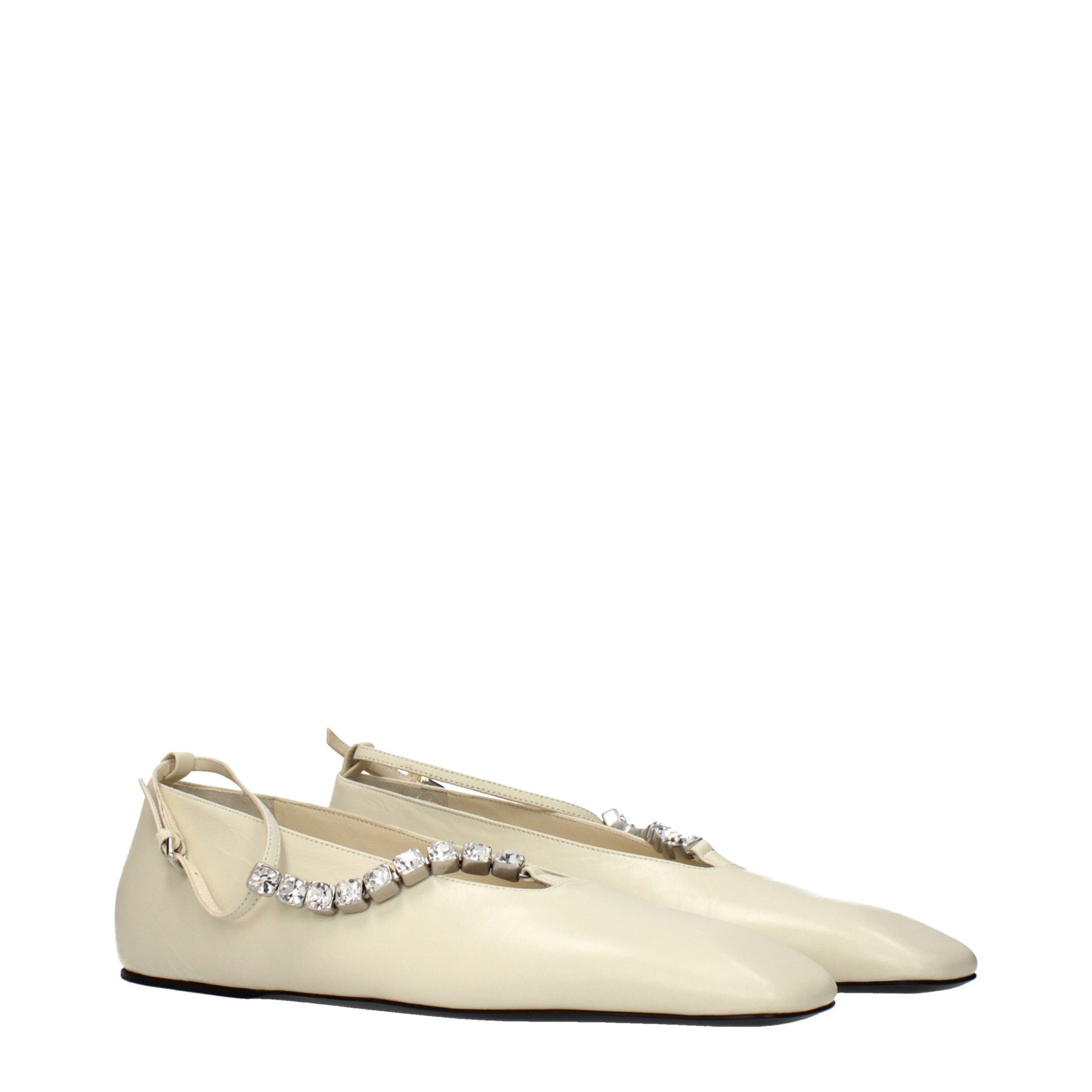 Jil Sander Beige Leather Ballet Flats | Regal Royce
