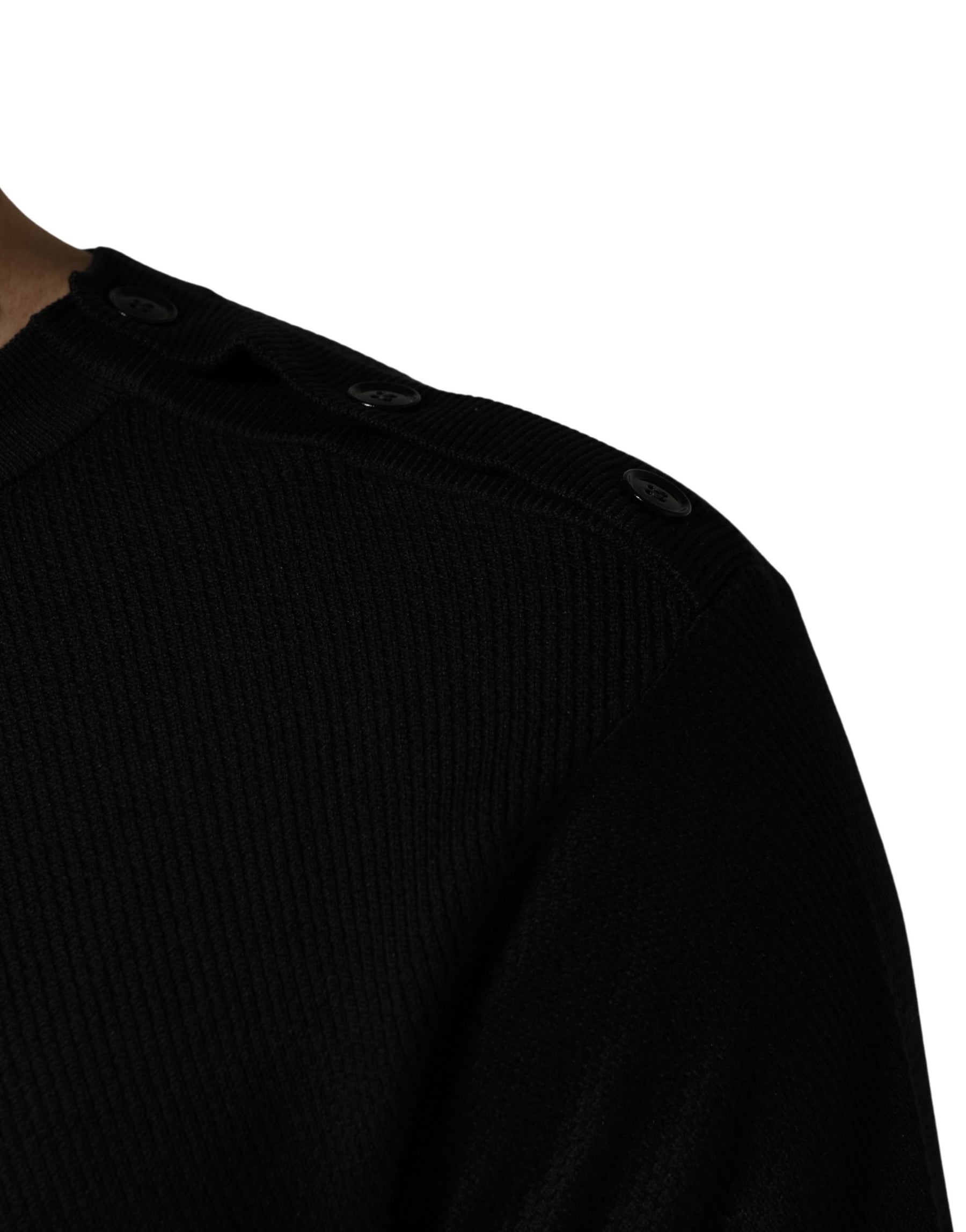 Dolce & Gabbana Black Crew Neck Long Sleeve Pullover Sweater | Regal Royce