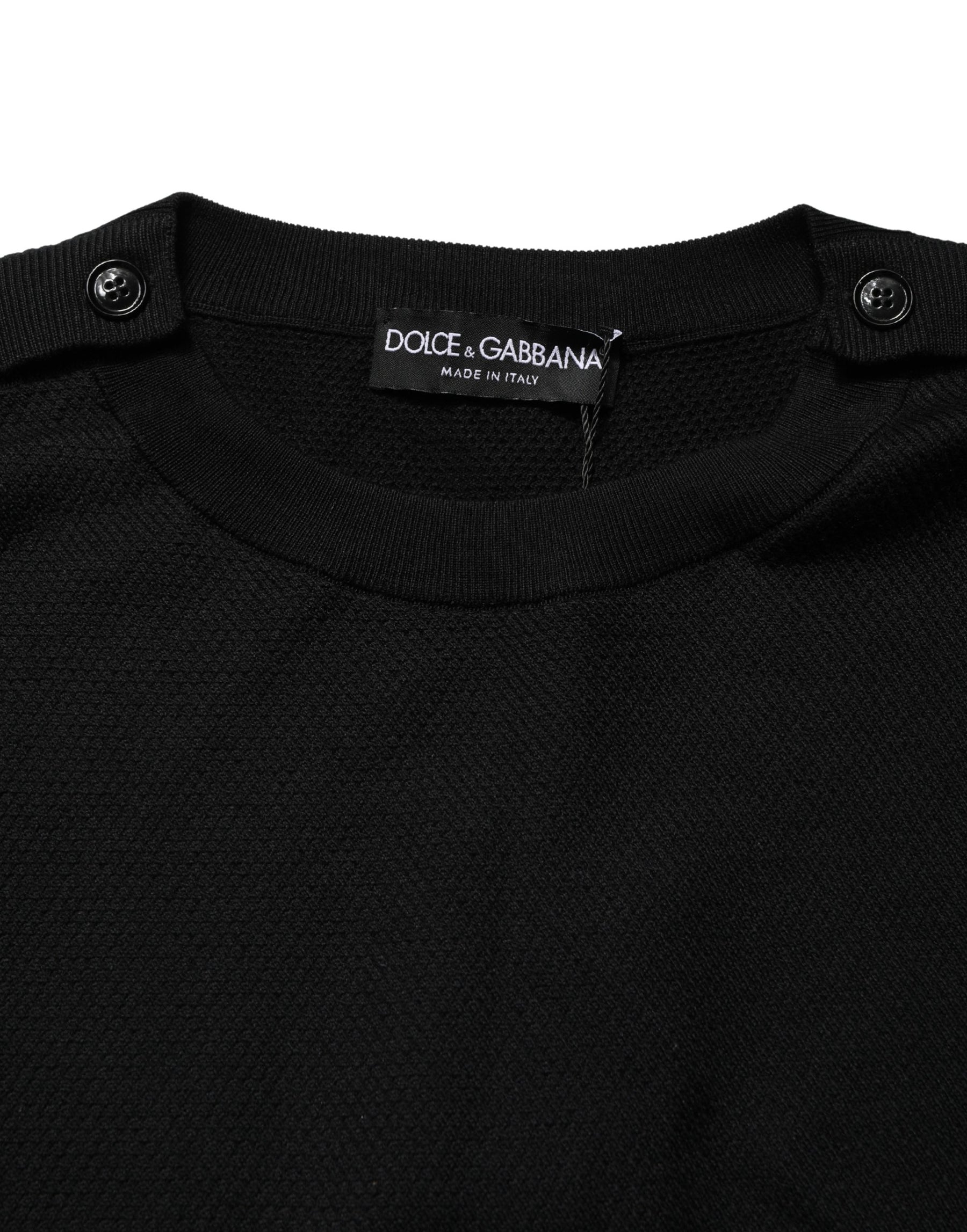 Dolce & Gabbana Black Crew Neck Long Sleeve Pullover Sweater | Regal Royce