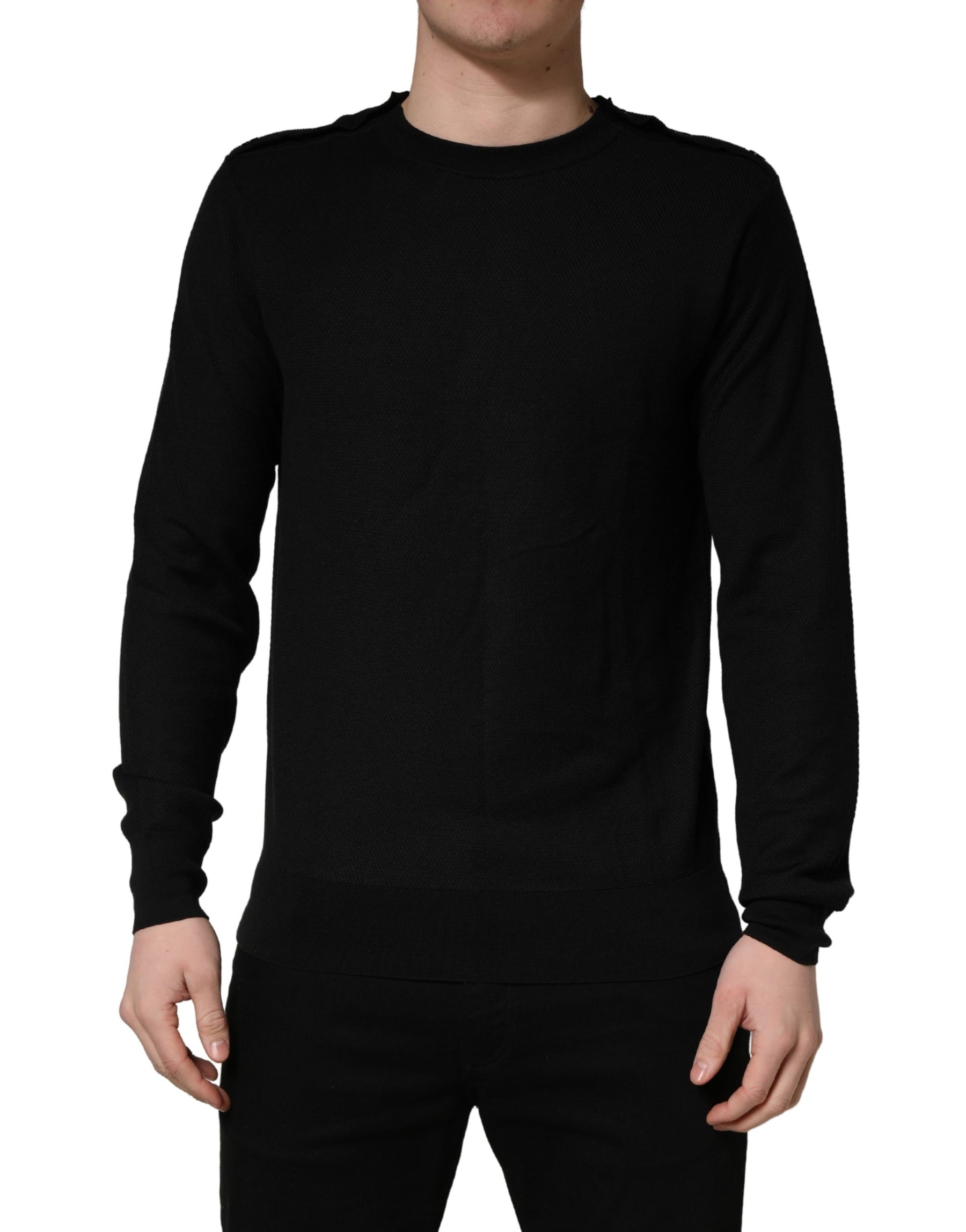 Dolce & Gabbana Black Crew Neck Long Sleeve Pullover Sweater | Regal Royce