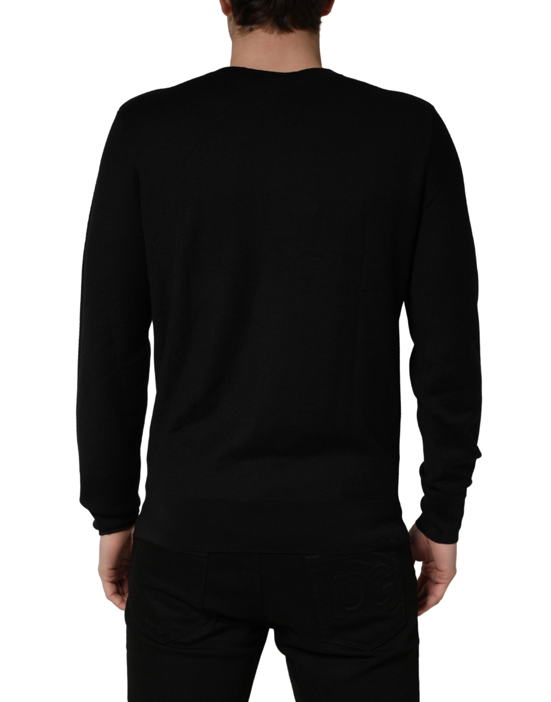 Dolce & Gabbana Black Crew Neck Long Sleeve Pullover Sweater | Regal Royce