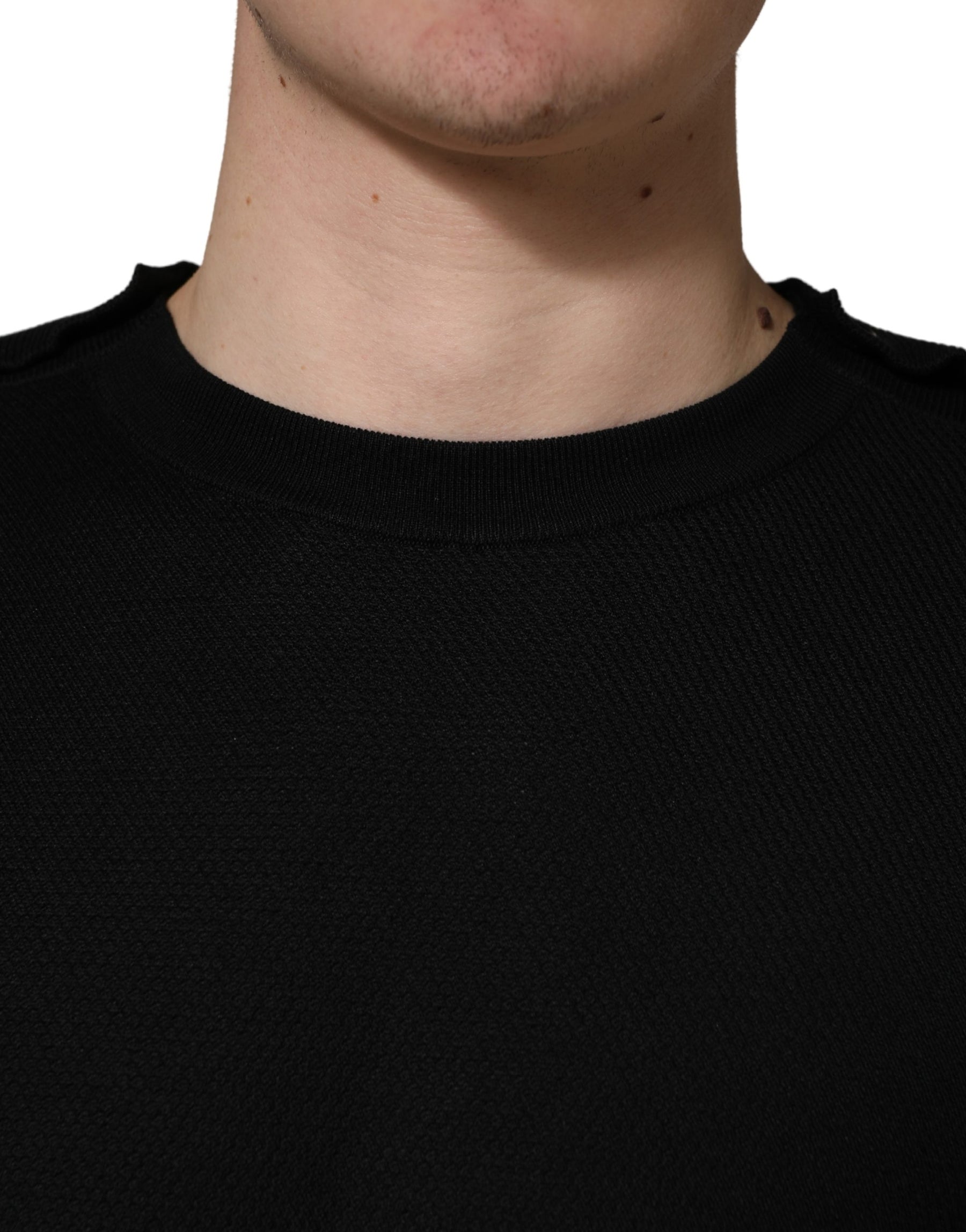 Dolce & Gabbana Black Crew Neck Long Sleeve Pullover Sweater | Regal Royce
