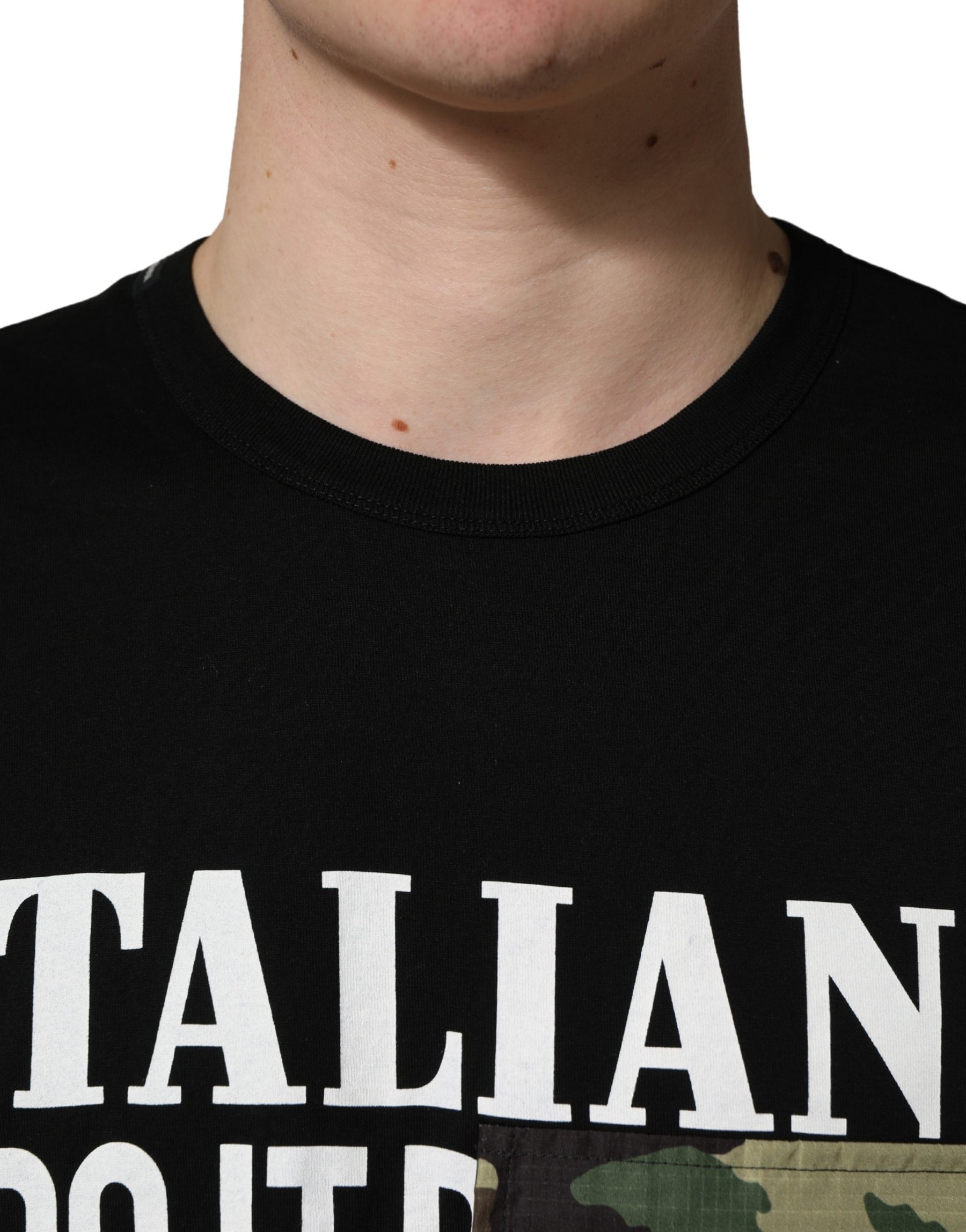 Dolce & Gabbana Black Camouflage Graphic Cotton Crewneck T-shirt | Regal Royce