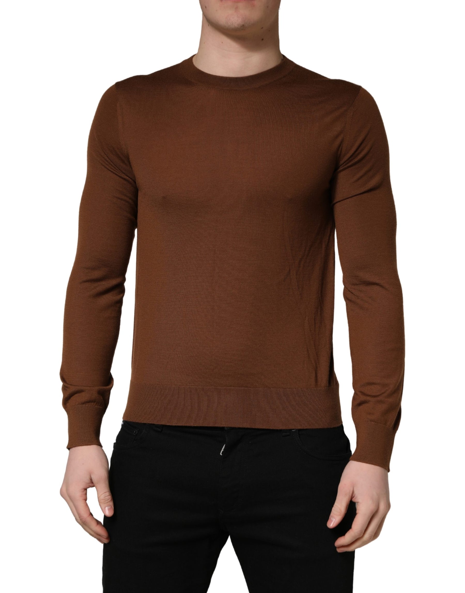 Dolce & Gabbana Brown Cashmere Men Crew Neck Pullover Sweater | Regal Royce