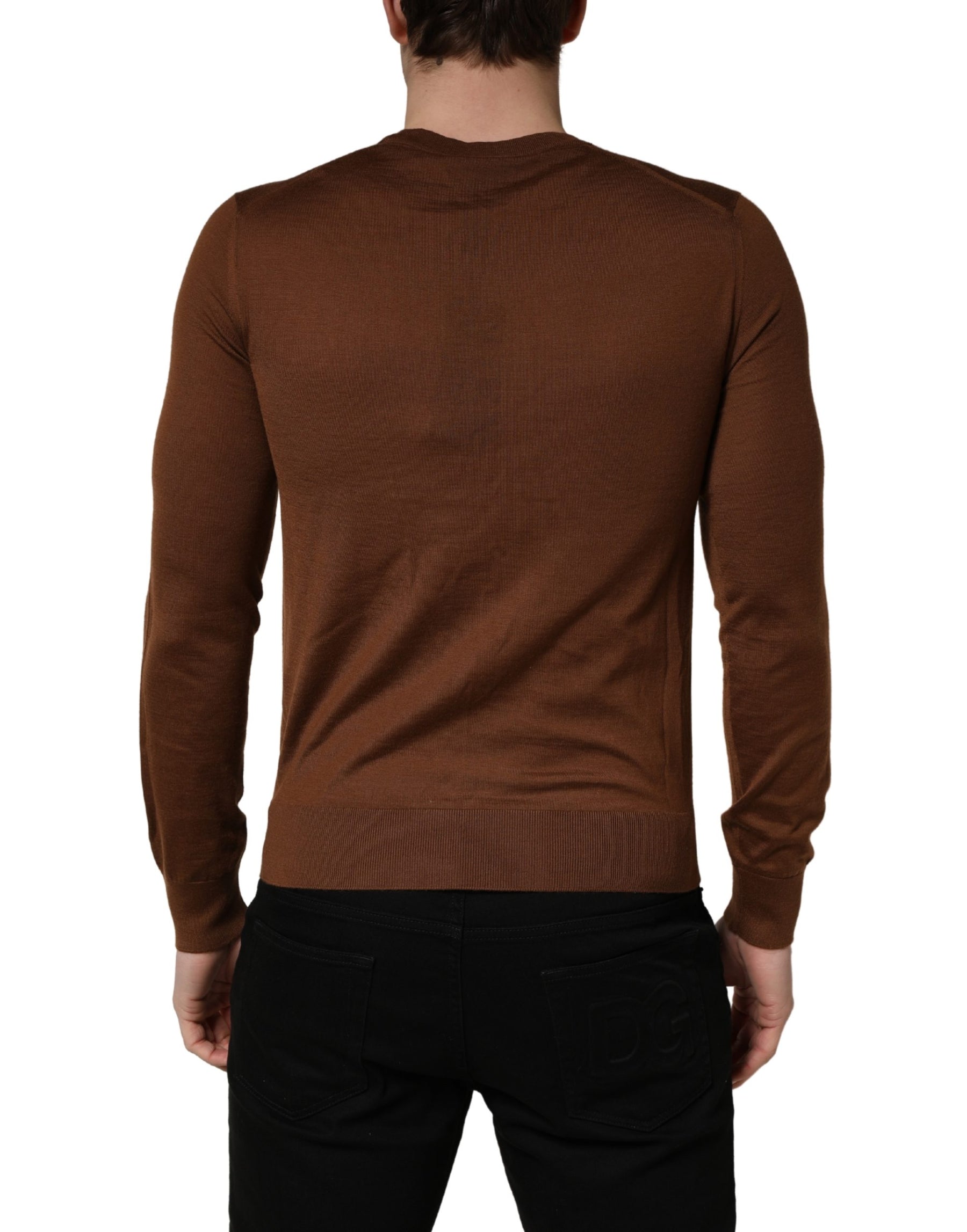 Dolce & Gabbana Brown Cashmere Men Crew Neck Pullover Sweater | Regal Royce