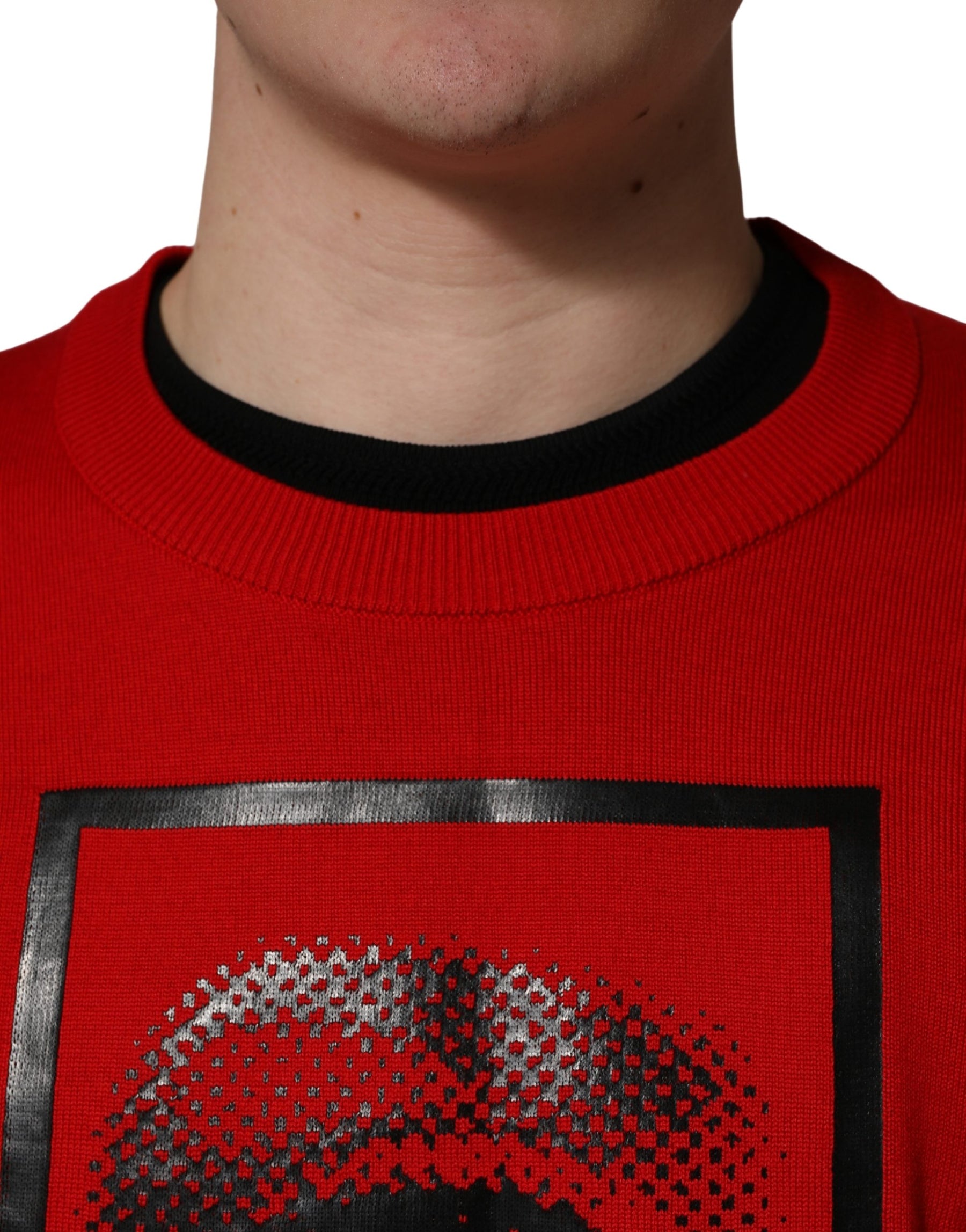 Dolce & Gabbana Red Eye Print Crew Neck Pullover Sweater | Regal Royce
