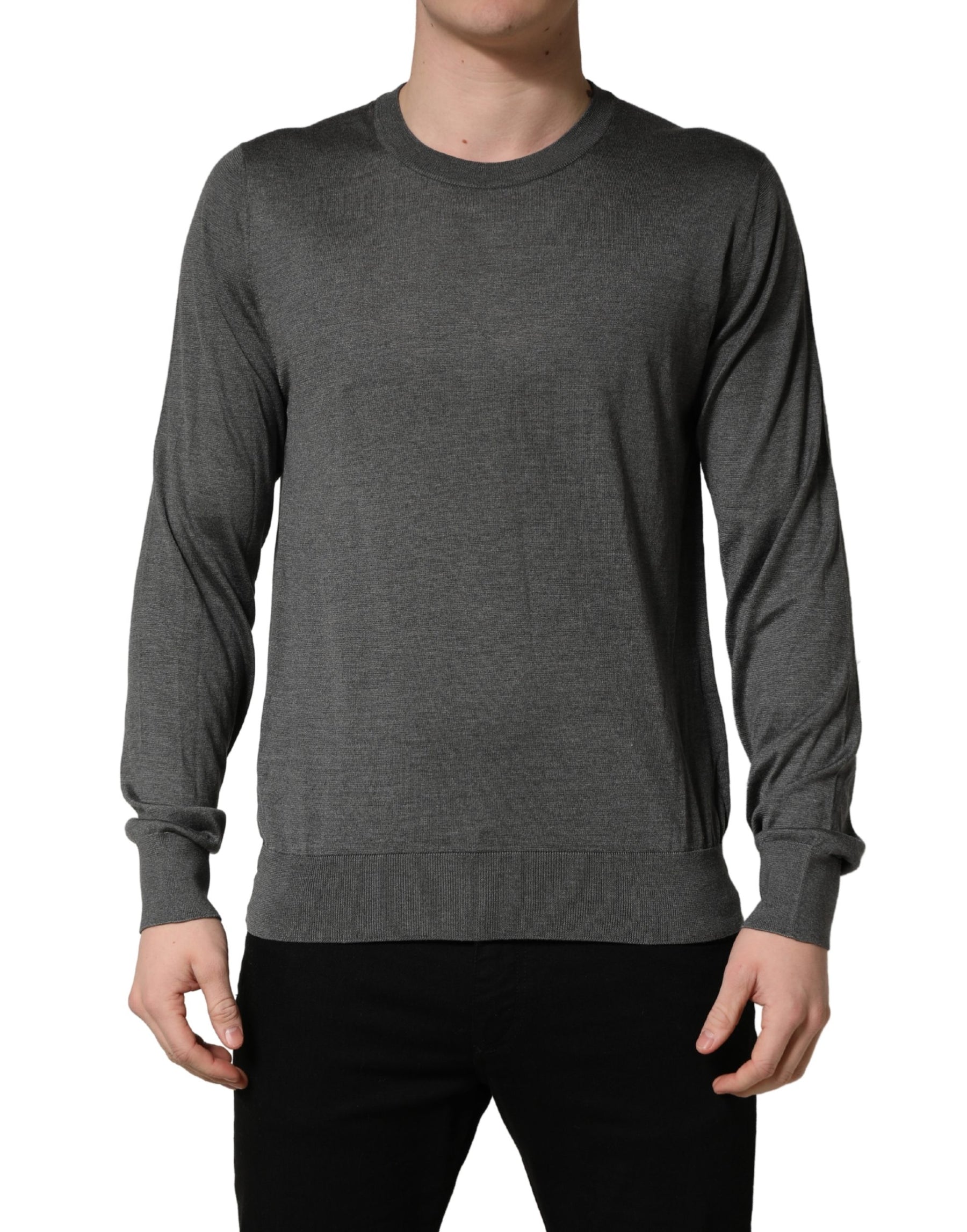Dolce & Gabbana Gray Long Sleeves Crew Neck Pullover Sweater | Regal Royce