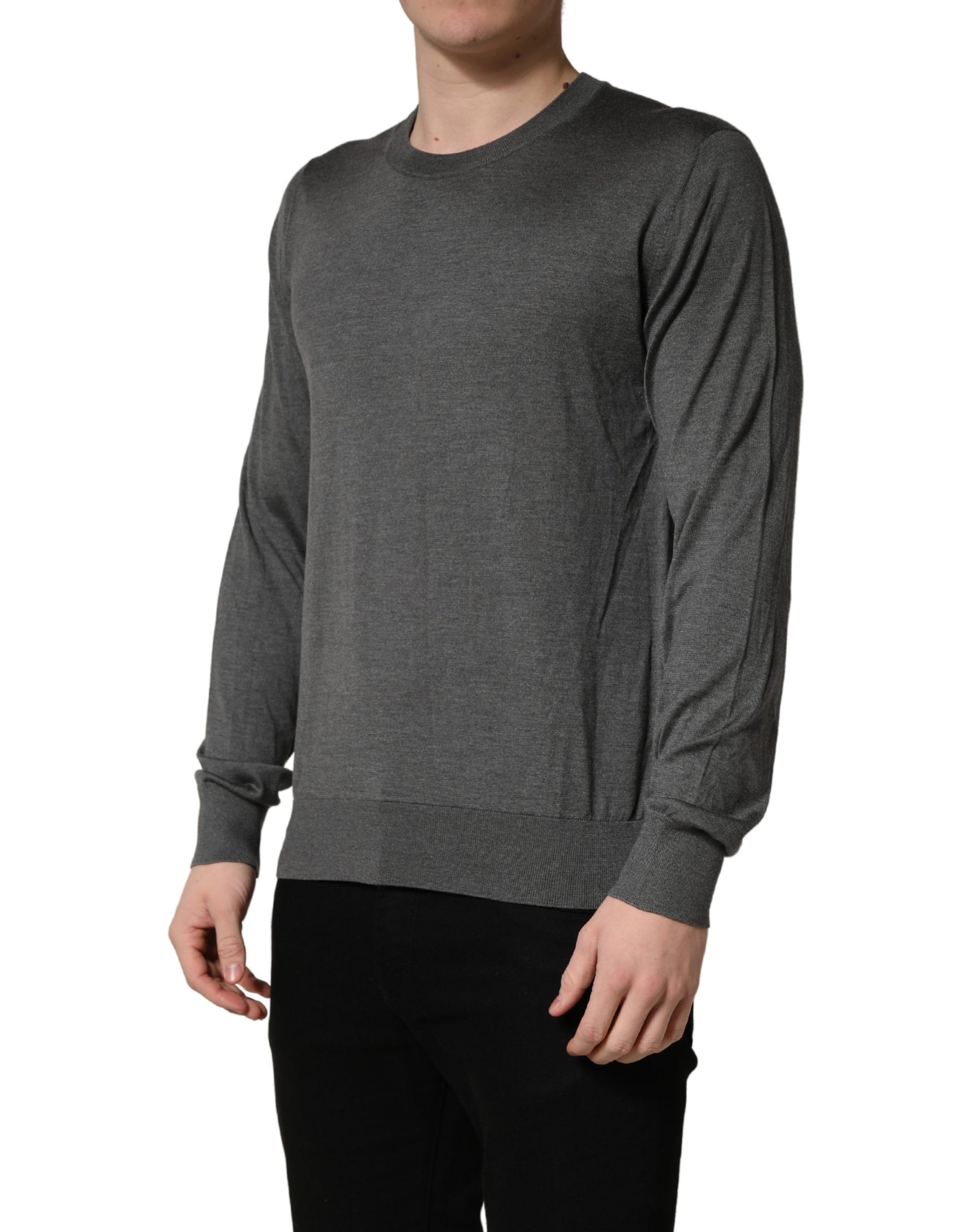 Dolce & Gabbana Gray Long Sleeves Crew Neck Pullover Sweater | Regal Royce