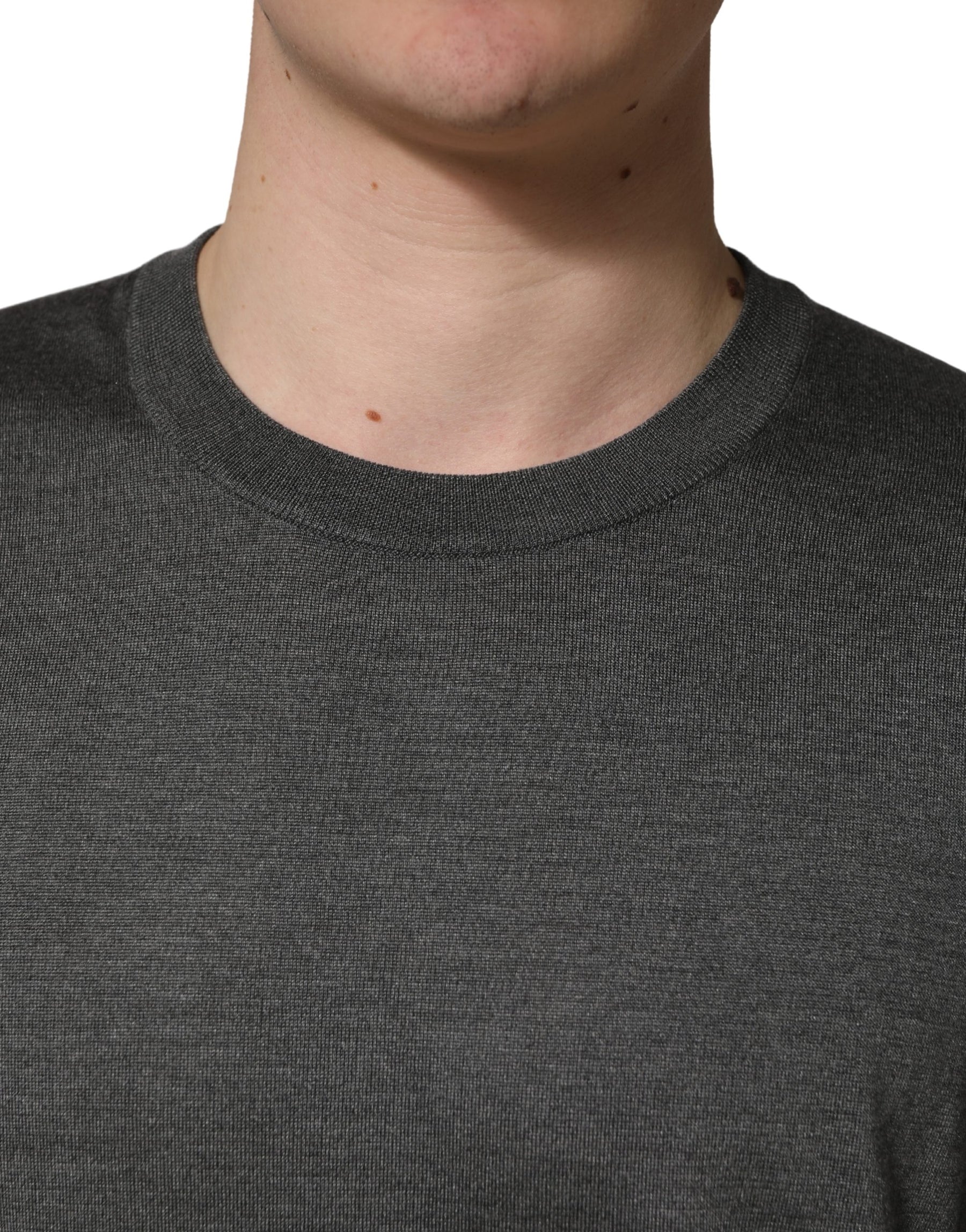 Dolce & Gabbana Gray Long Sleeves Crew Neck Pullover Sweater | Regal Royce