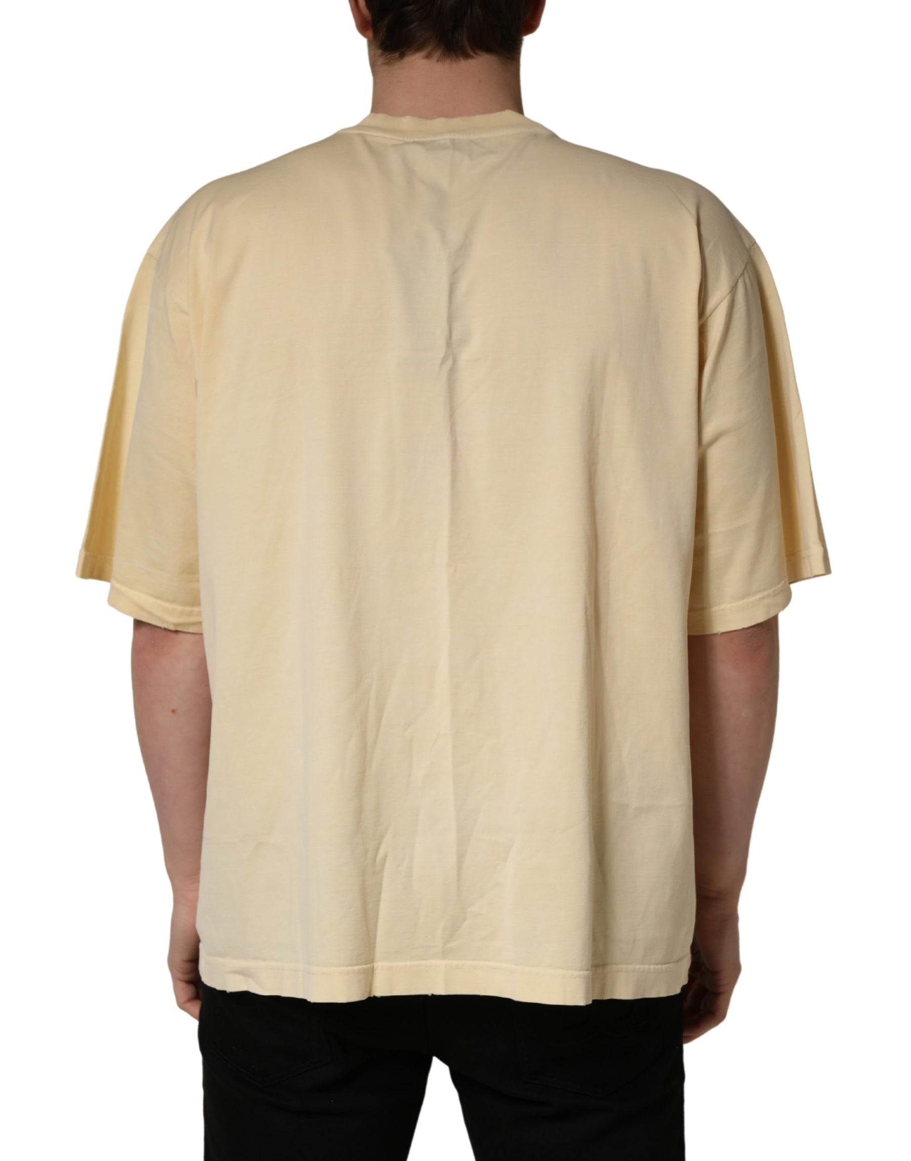 Dolce & Gabbana Yellow Logo Print Cotton Crew Neck T-shirt | Regal Royce