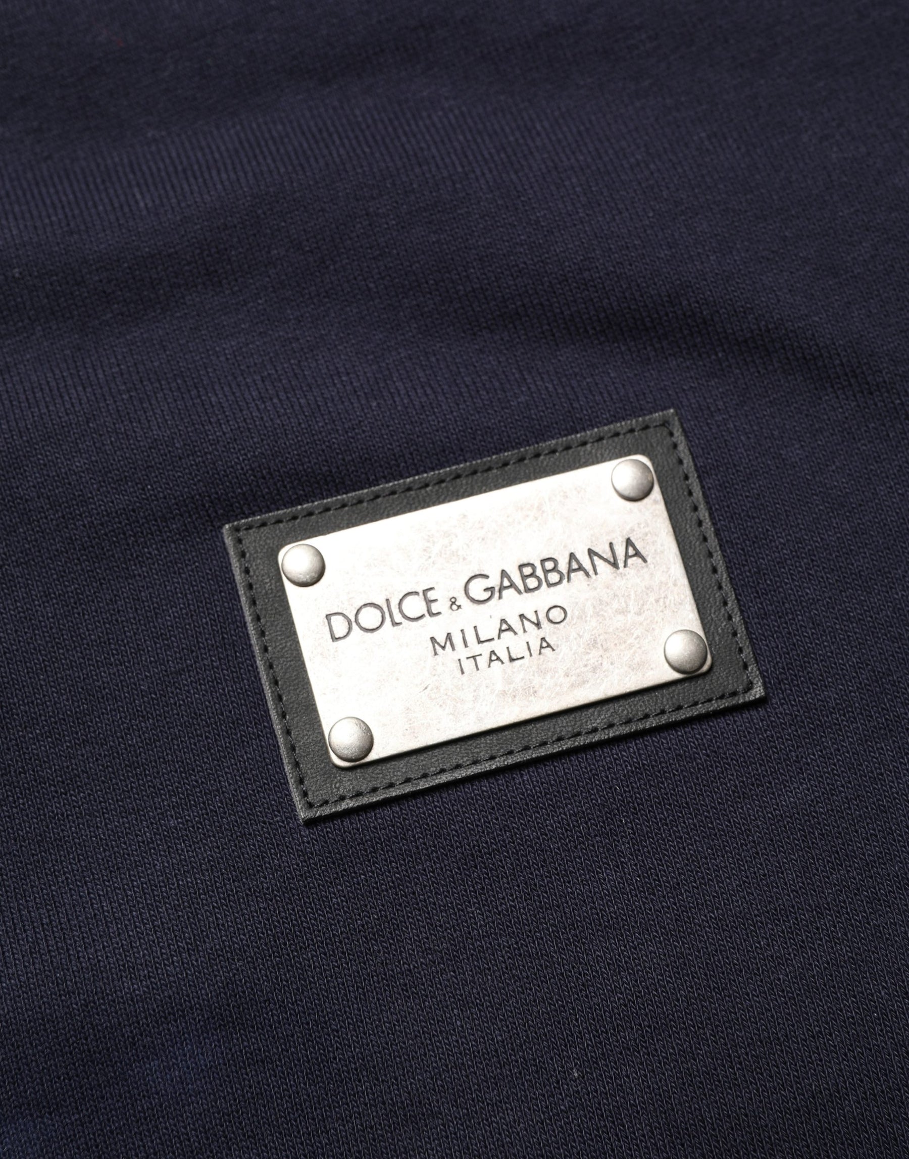 Dolce & Gabbana Black Logo Plaque Jersey Sweatshirt Cotton Sweater | Regal Royce