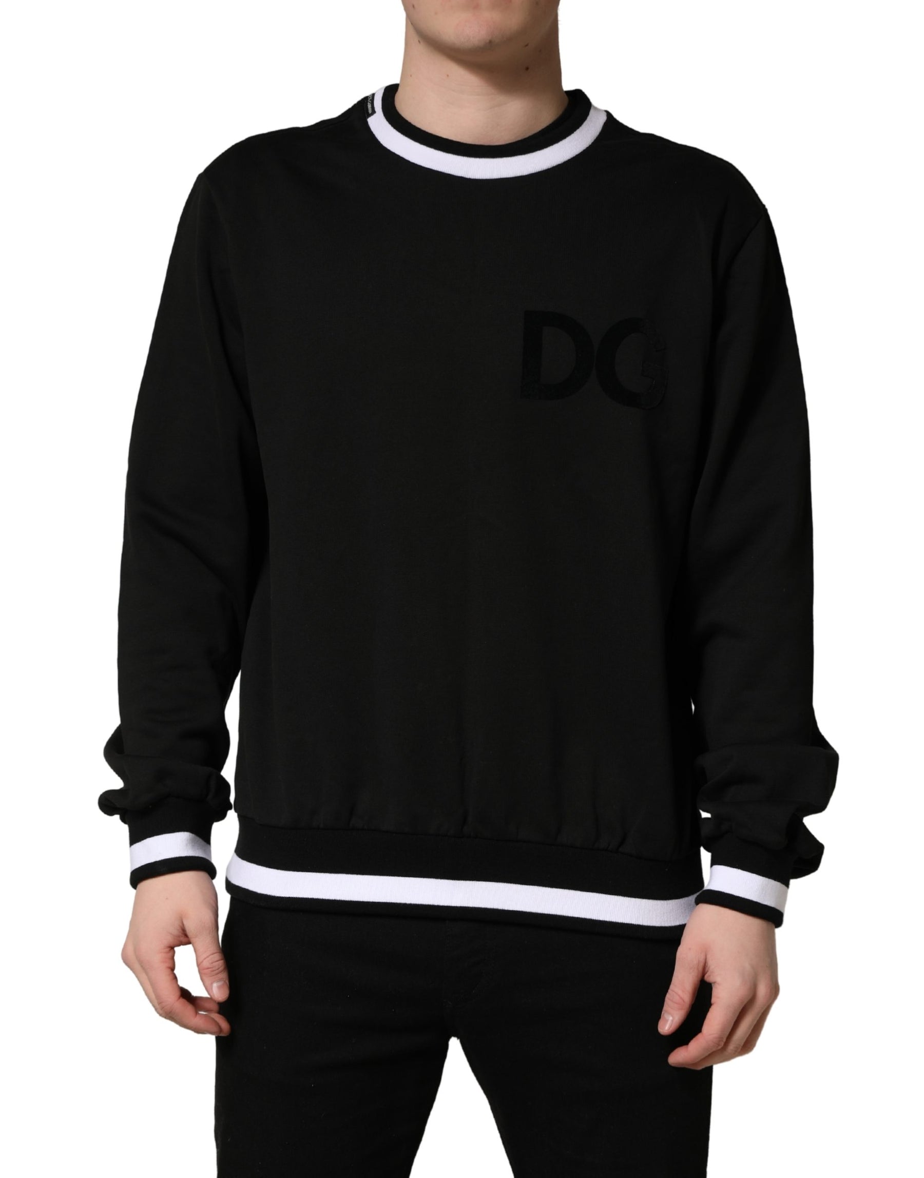 Dolce & Gabbana Black DGLogo Print Cotton Sweatshirt Sweater | Regal Royce