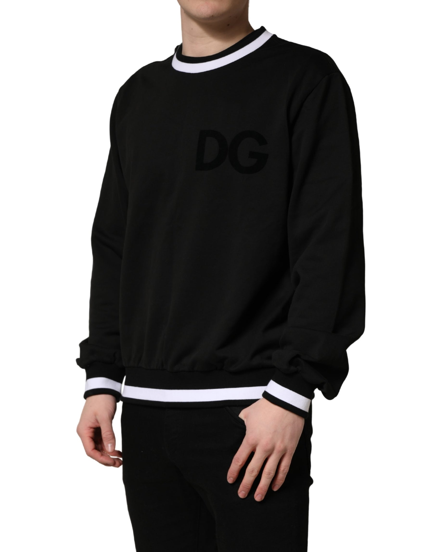 Dolce & Gabbana Black DGLogo Print Cotton Sweatshirt Sweater | Regal Royce
