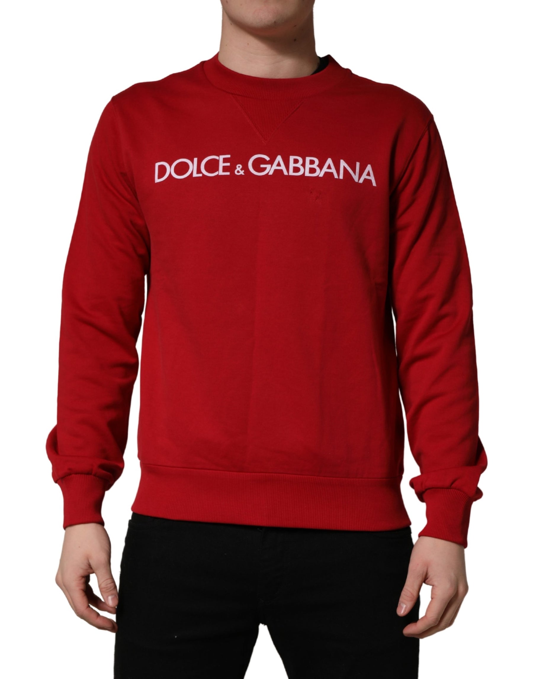 Dolce & Gabbana Red Cotton DG Logo Jersey Sweatshirt Sweater | Regal Royce