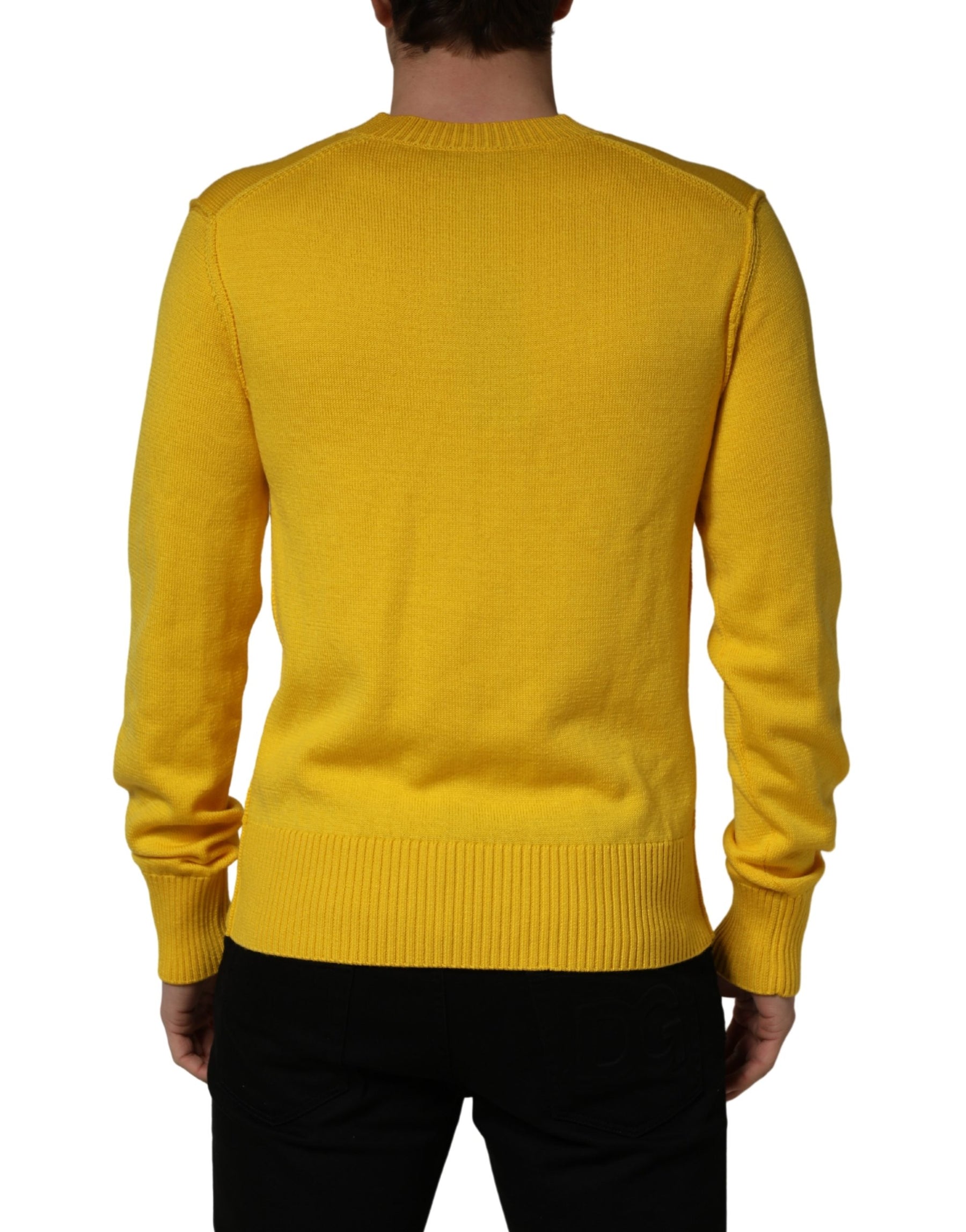 Dolce & Gabbana Wool Knitted V-Neck Pullover Yellow | Regal Royce