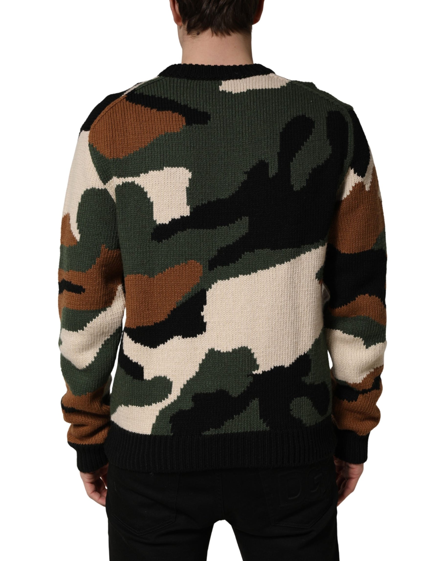 Dolce & Gabbana Multicolor Intarsia Knit Camouflage Pullover Sweater | Regal Royce