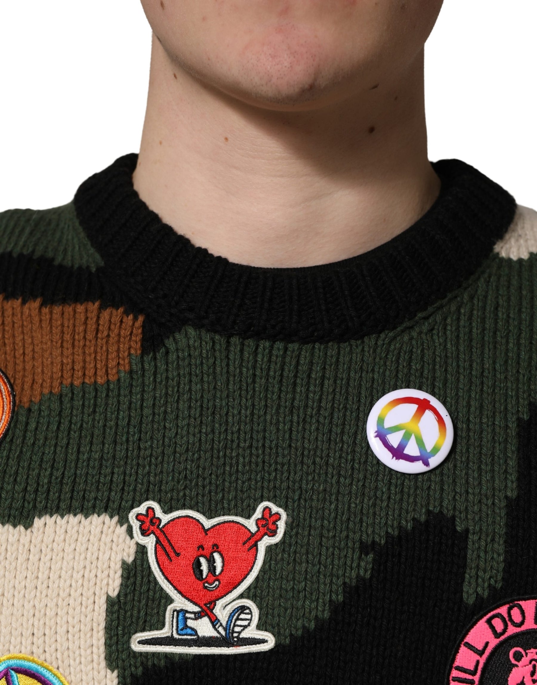 Dolce & Gabbana Multicolor Intarsia Knit Camouflage Pullover Sweater | Regal Royce