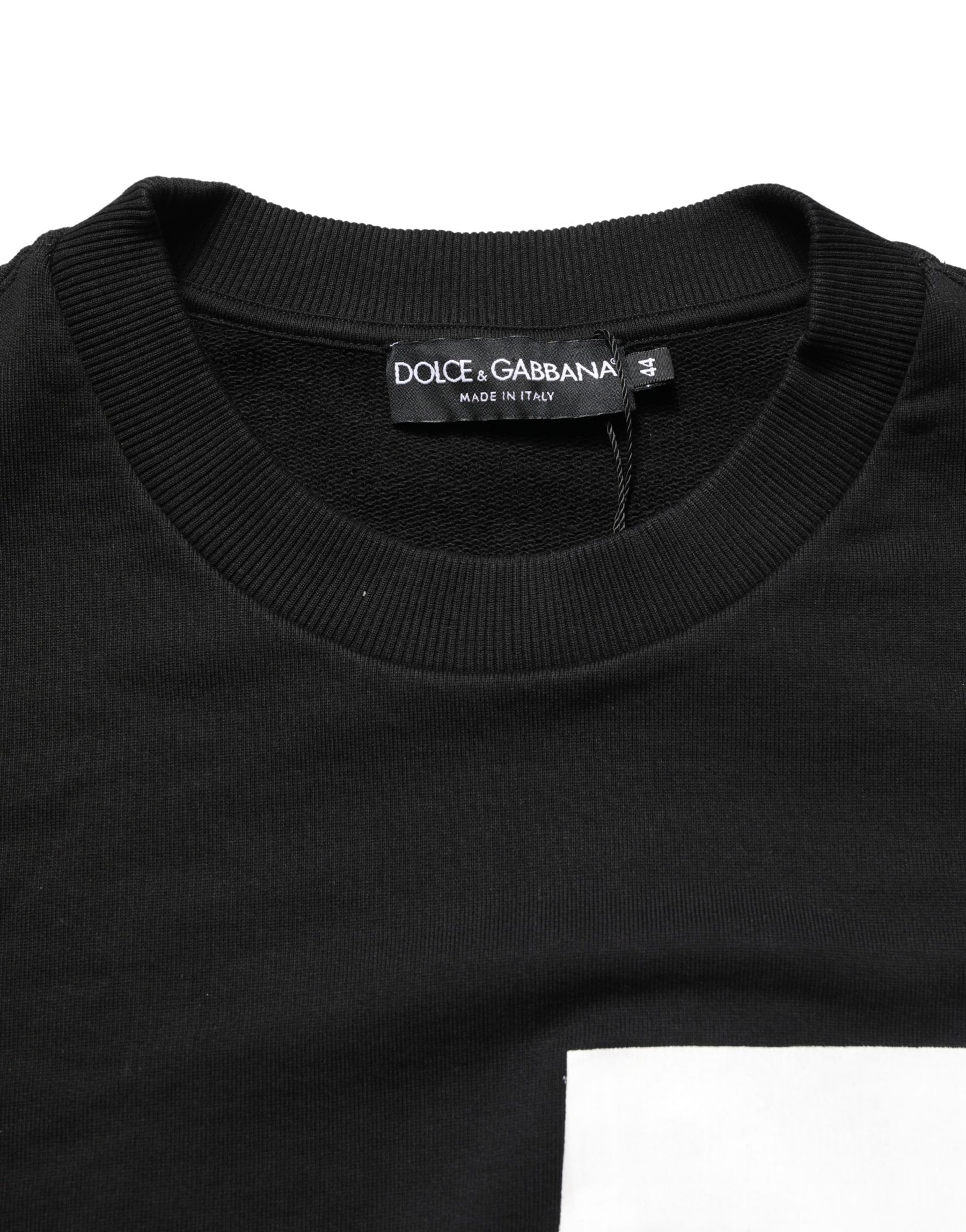 Dolce & Gabbana Black Logo Milano Cotton Sweatshirt Sweater | Regal Royce