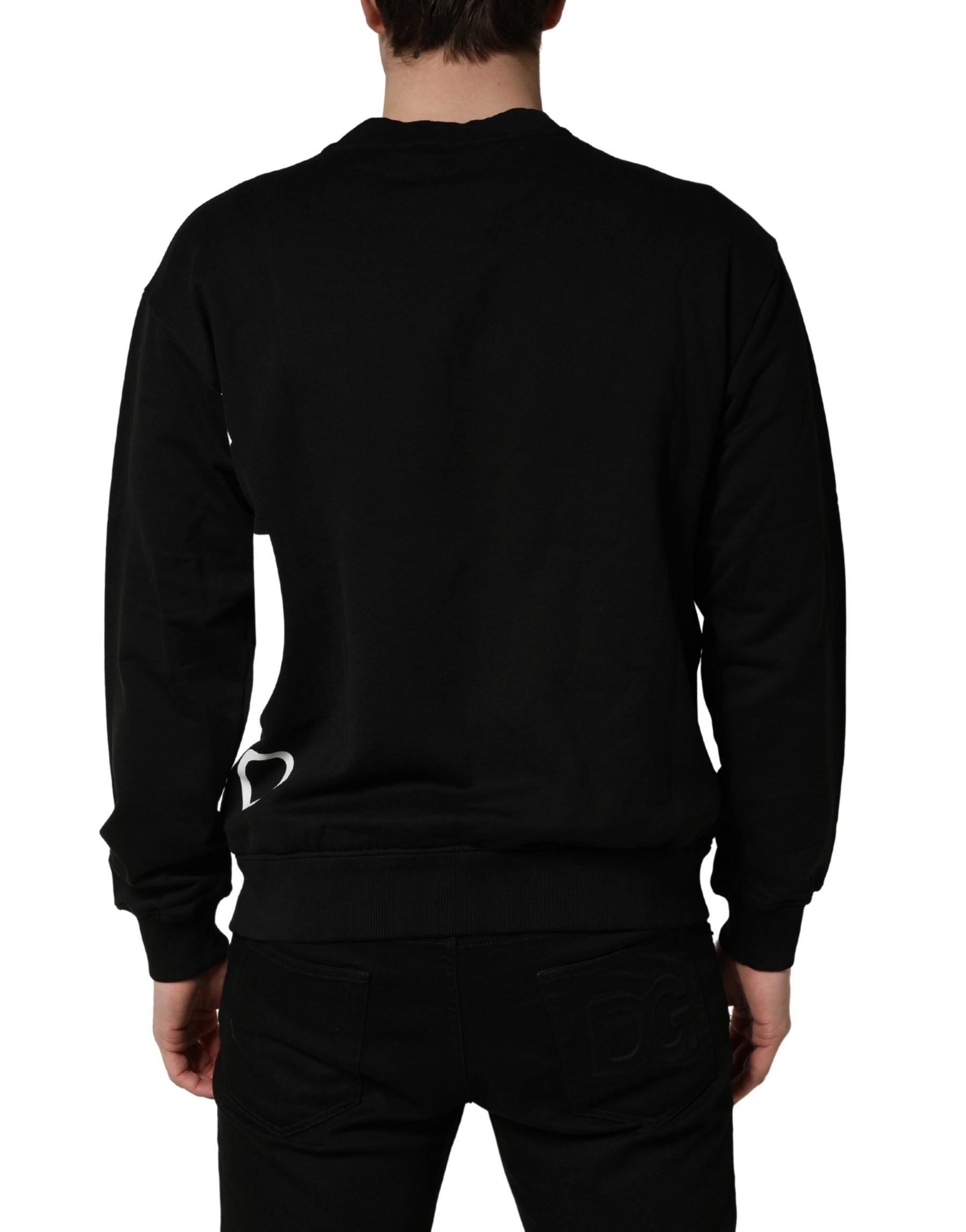 Dolce & Gabbana Black Logo Milano Cotton Sweatshirt Sweater | Regal Royce