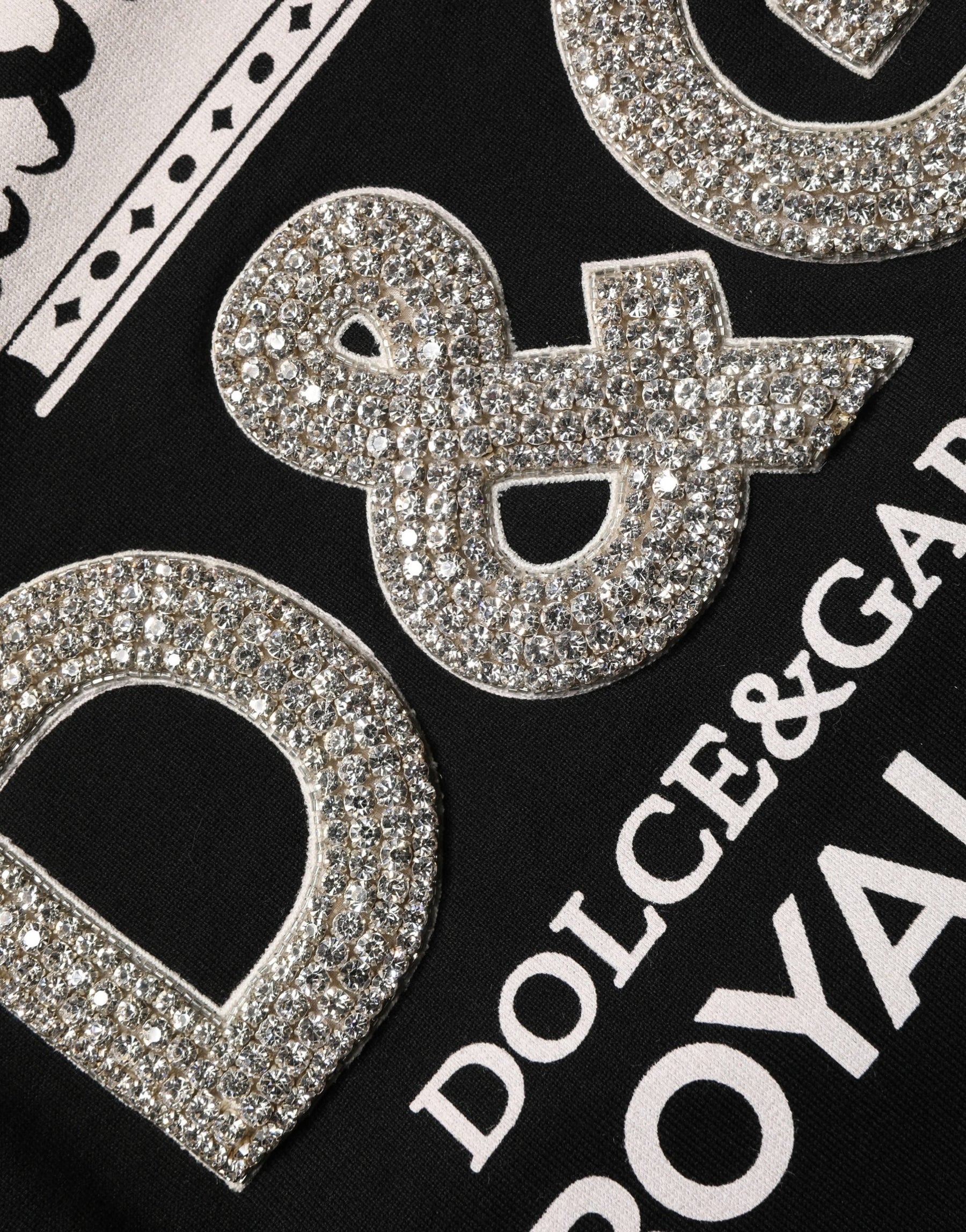 Dolce & Gabbana Black Embellished Cotton Sweatshirt Sweater | Regal Royce