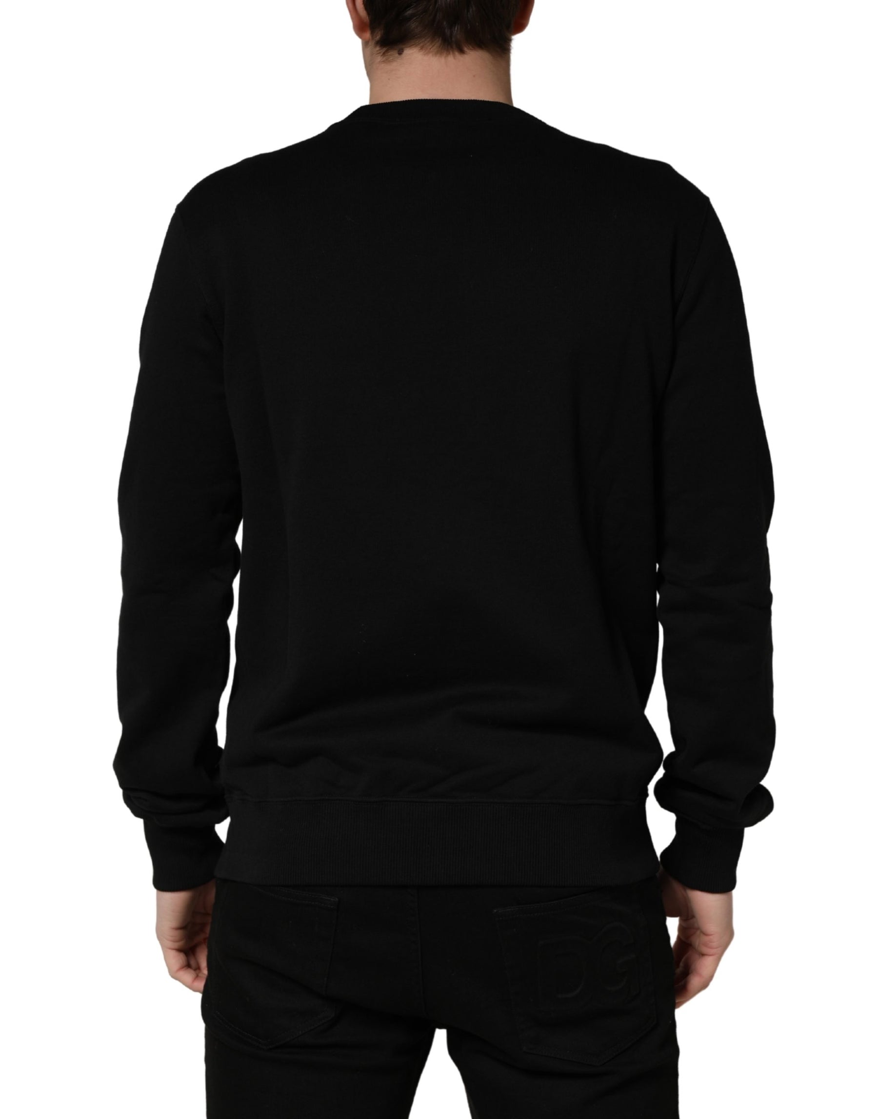 Dolce & Gabbana Black Embellished Cotton Sweatshirt Sweater | Regal Royce