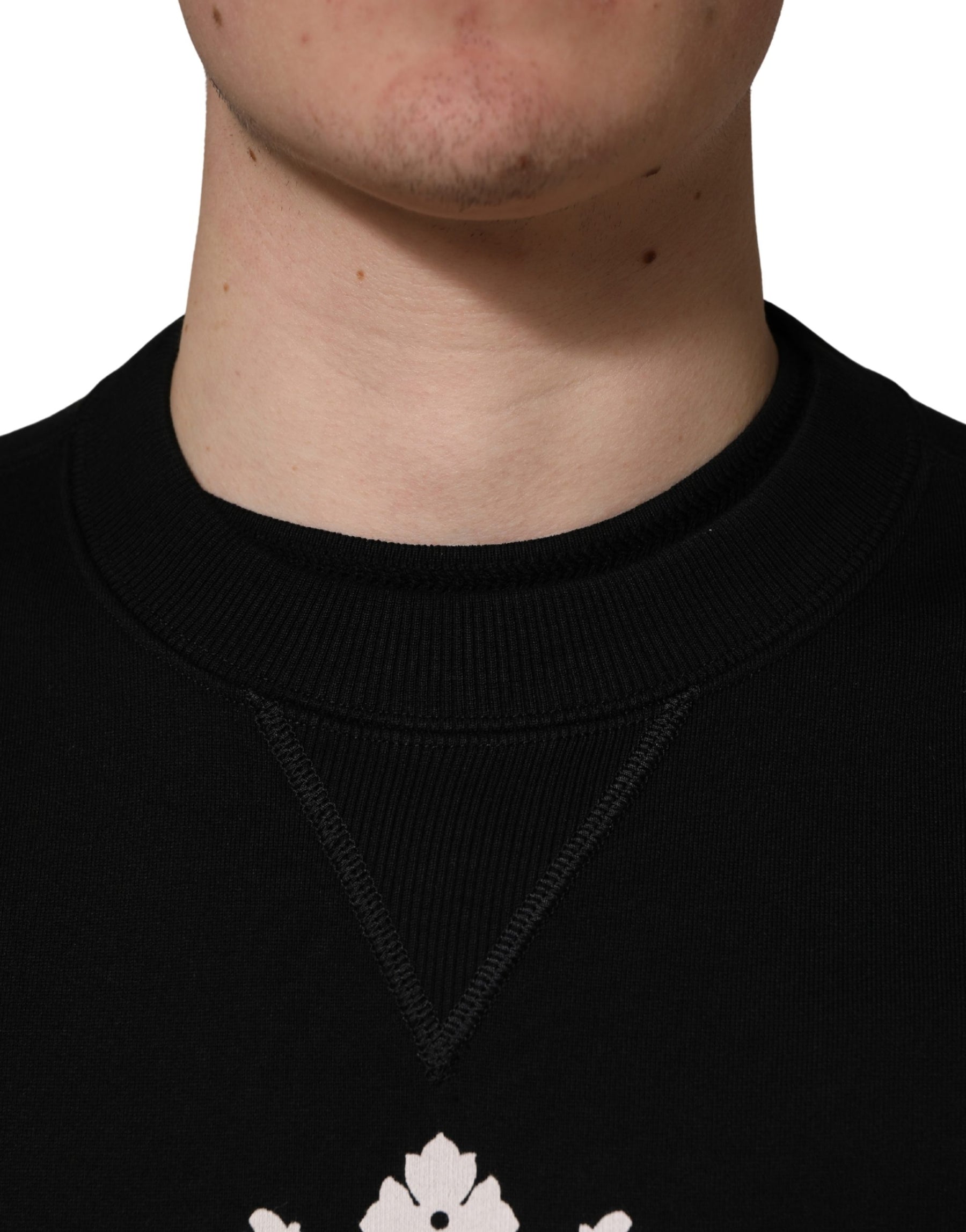 Dolce & Gabbana Black Embellished Cotton Sweatshirt Sweater | Regal Royce