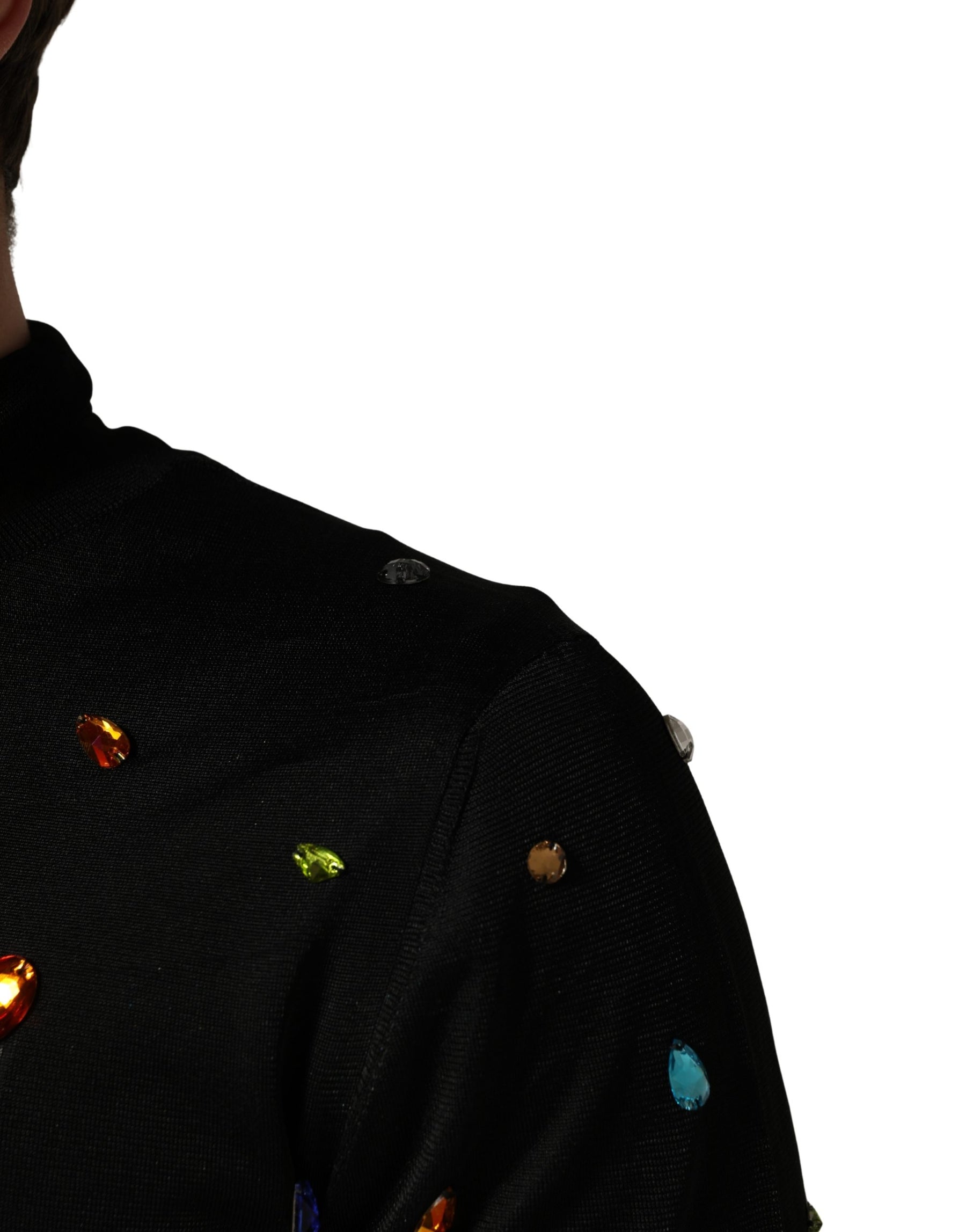 Dolce & Gabbana Black Crystal Embellished TurtleNeck Sweater | Regal Royce