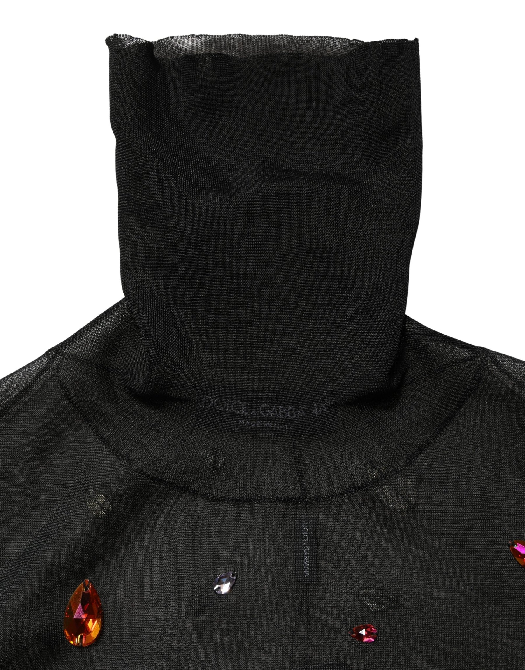 Dolce & Gabbana Black Crystal Embellished TurtleNeck Sweater | Regal Royce