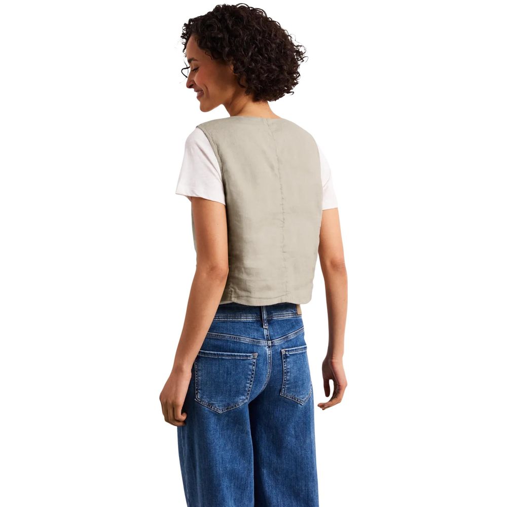 Street One Beige Linen Waistcoat | Regal Royce