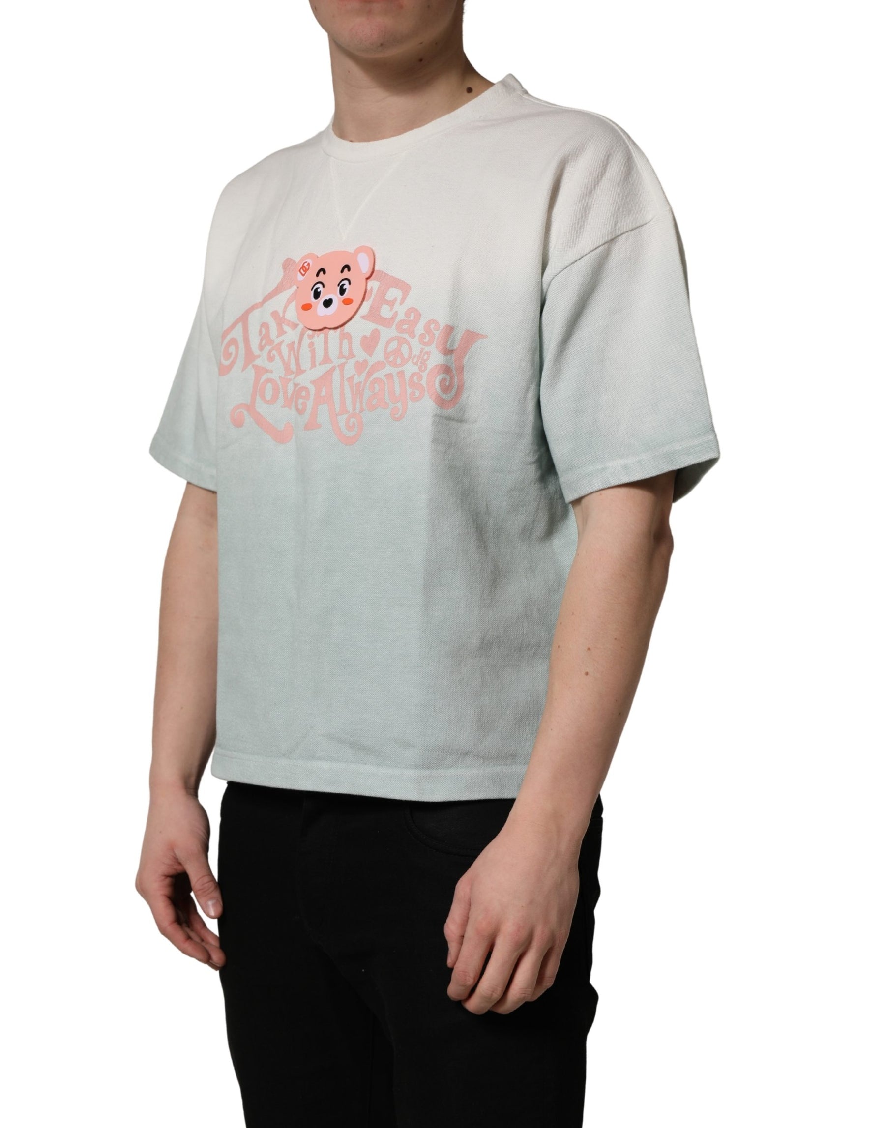 Dolce & Gabbana Green Tie-Dye Graphic Print Cotton Crewneck  T-shirt | Regal Royce