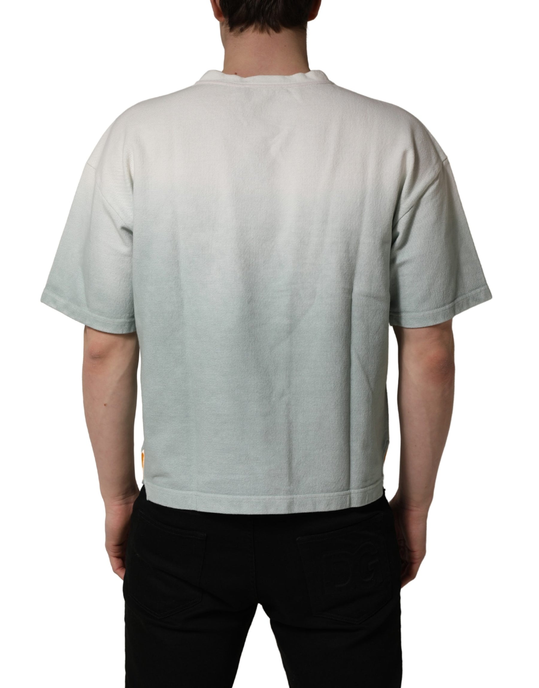 Dolce & Gabbana Green Tie-Dye Graphic Print Cotton Crewneck  T-shirt | Regal Royce