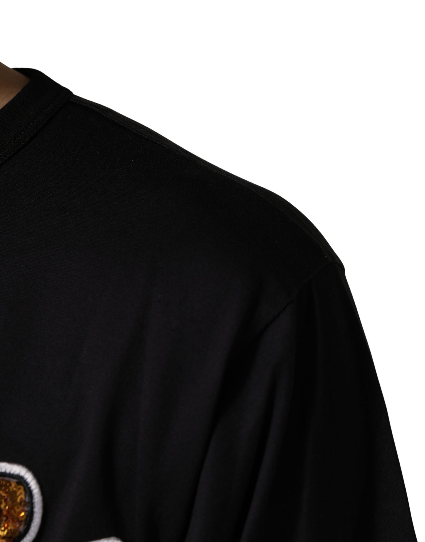 Dolce & Gabbana Black Angel Print Cotton Crew Neck T-shirt | Regal Royce