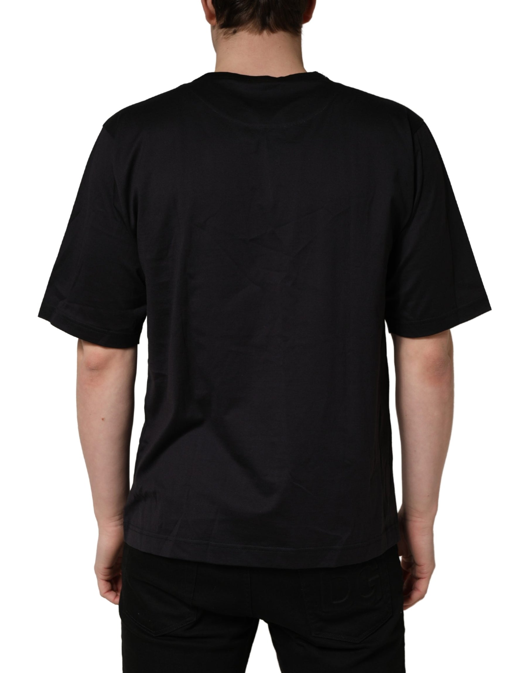 Dolce & Gabbana Black Angel Print Cotton Crew Neck T-shirt | Regal Royce