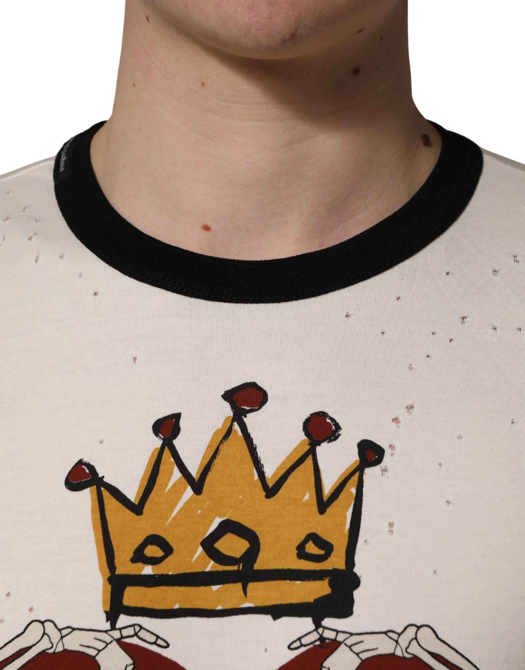Dolce & Gabbana White King Of Love Print Cotton Men Jersey T-shirt | Regal Royce
