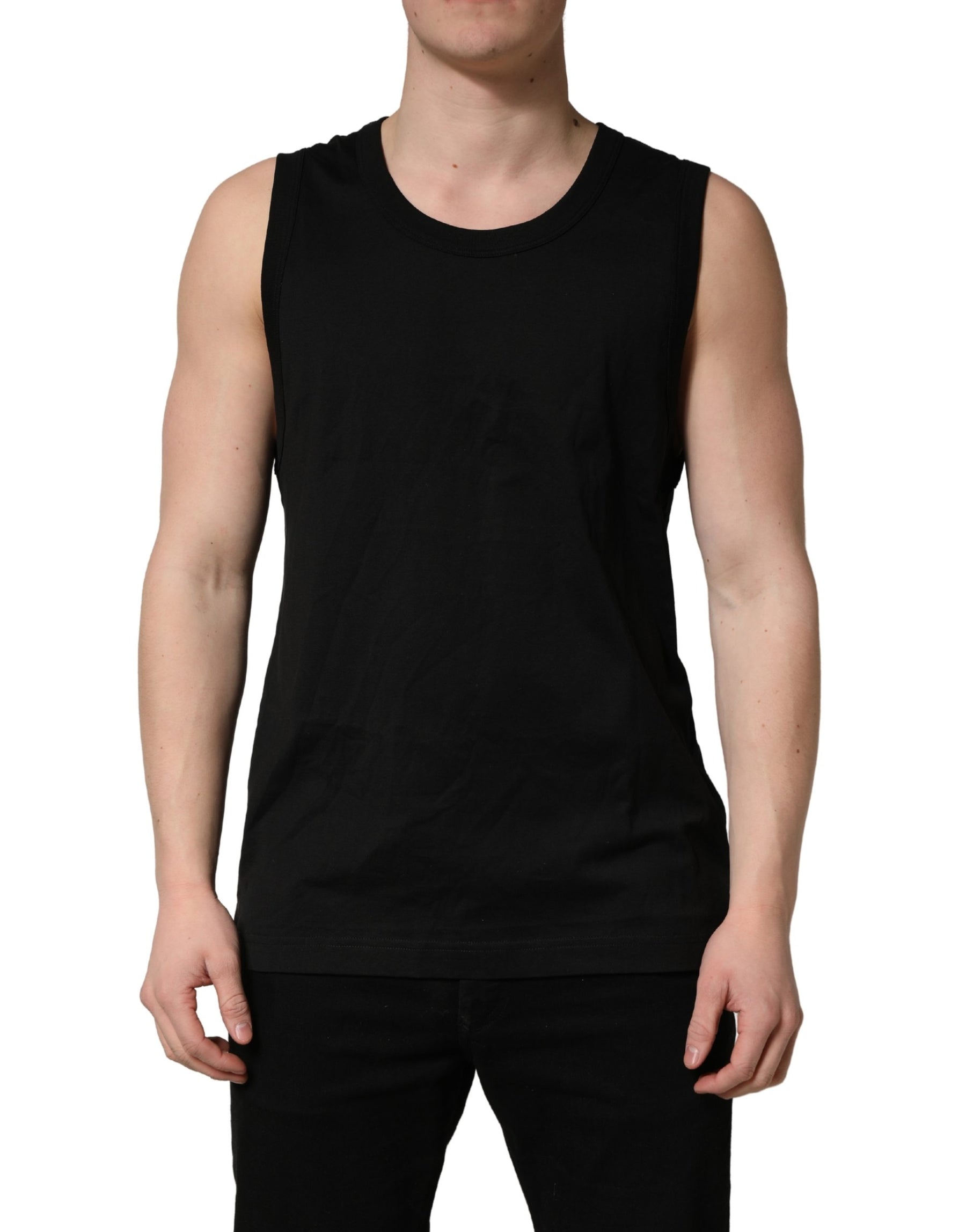 Dolce & Gabbana Black Cotton Sleeveless Men Tank Top T-shirt | Regal Royce