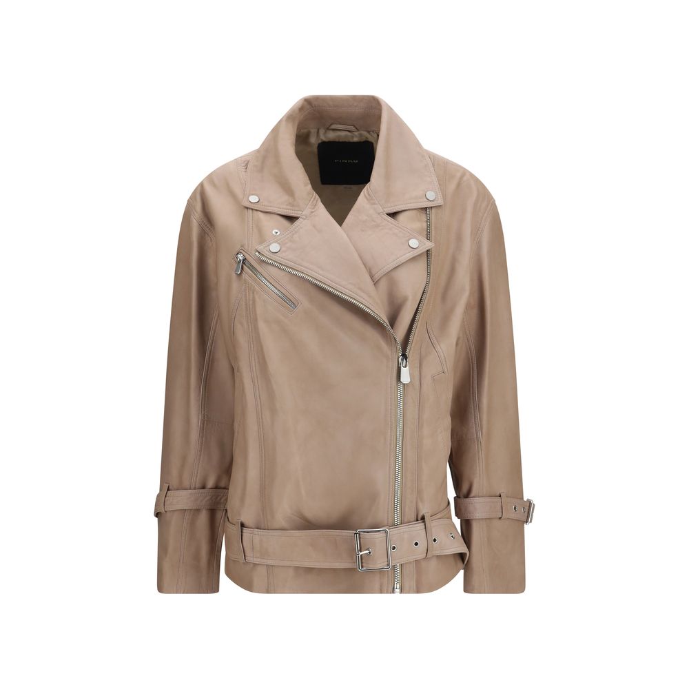 PINKO Beige Lambskin Leather Jacket | Regal Royce