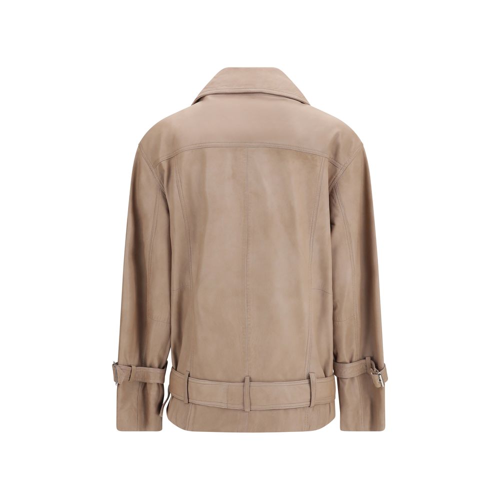 PINKO Beige Lambskin Leather Jacket | Regal Royce