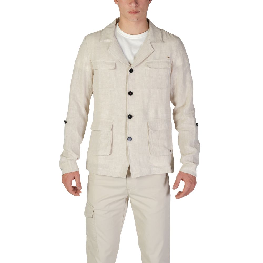 In My Hood Beige Linen Blazer | Regal Royce